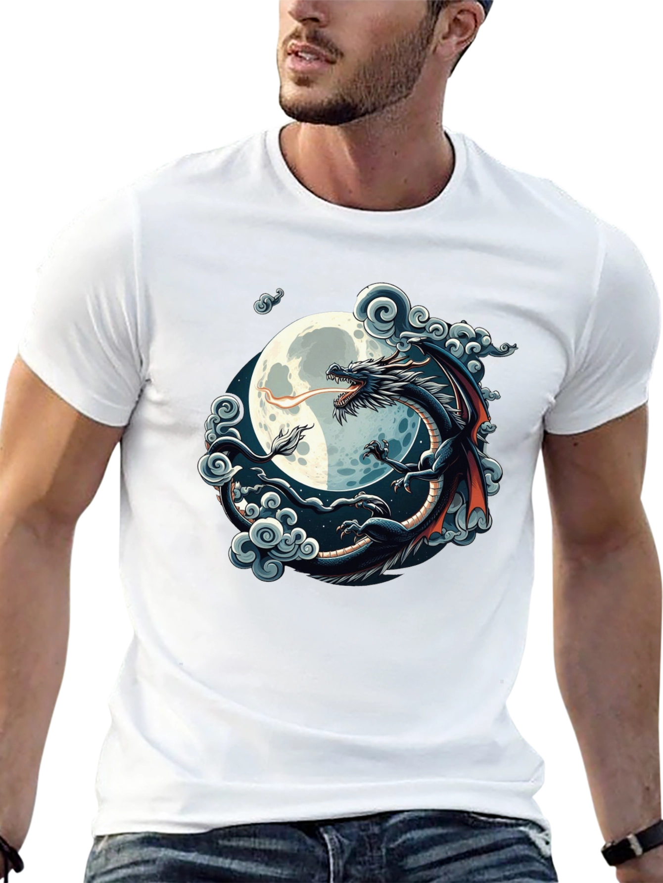 Camiseta Hombre Dragón Luna