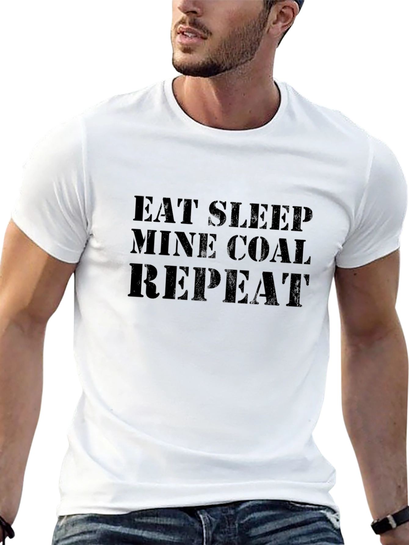 Camiseta Negra: Eat Sleep Mine Coal Repeat