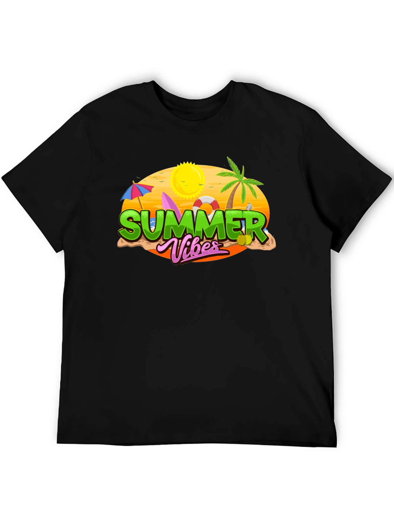 Camiseta Negra Summer Vibes para Hombre