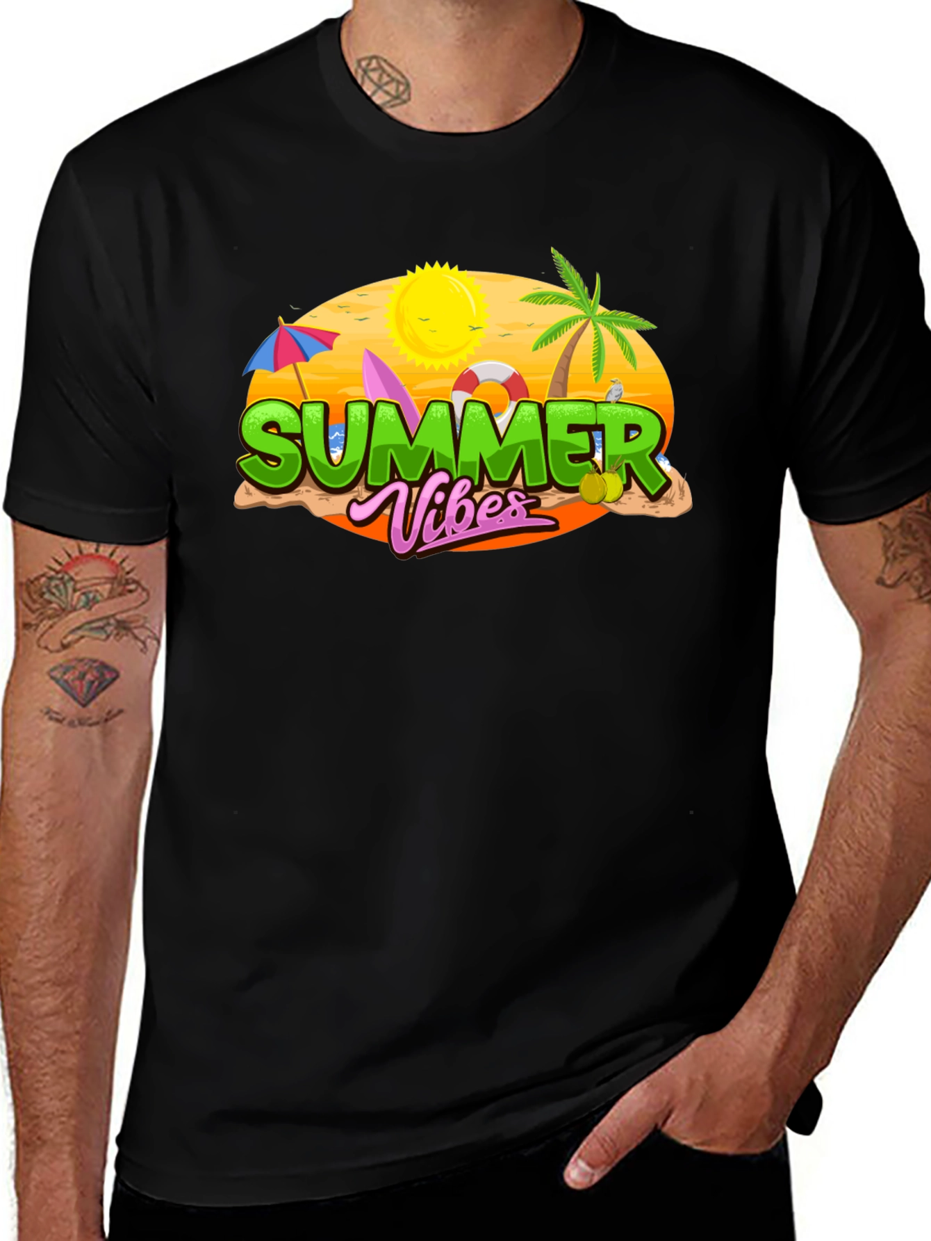 Camiseta Negra Summer Vibes para Hombre