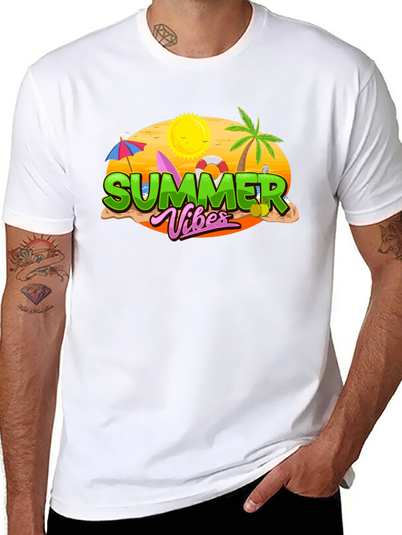 Camiseta Negra Summer Vibes para Hombre