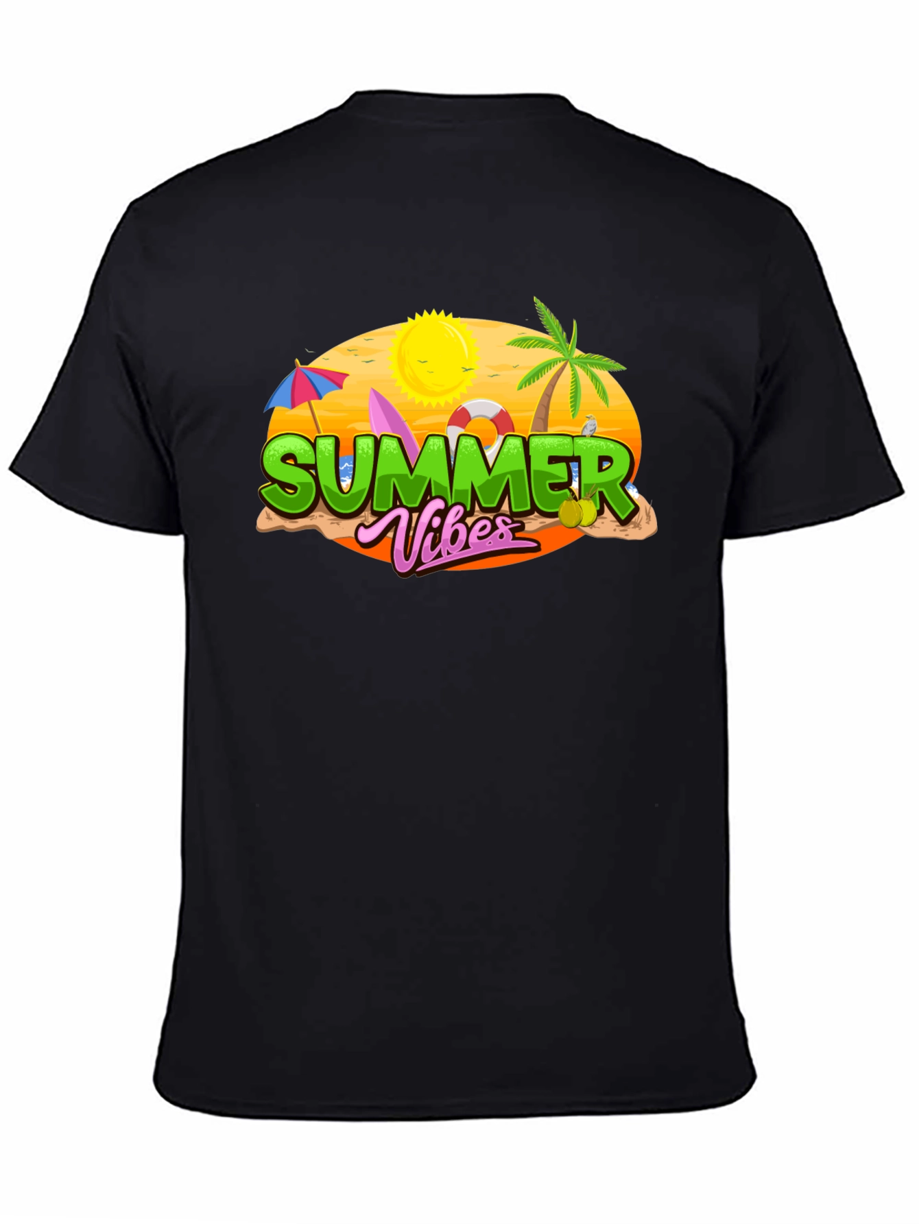 Camiseta Negra Summer Vibes para Hombre