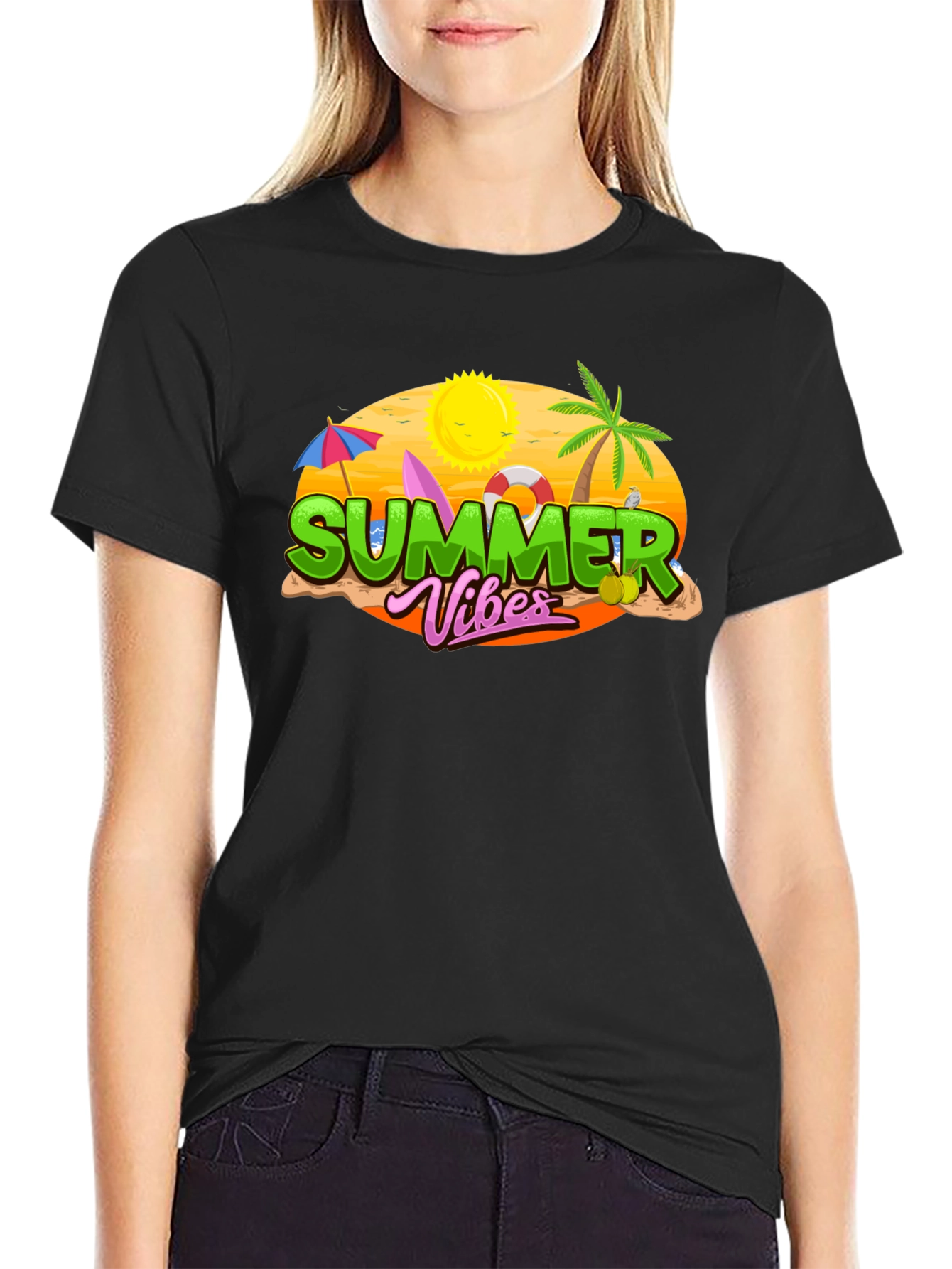 Camiseta Negra Summer Vibes para Hombre