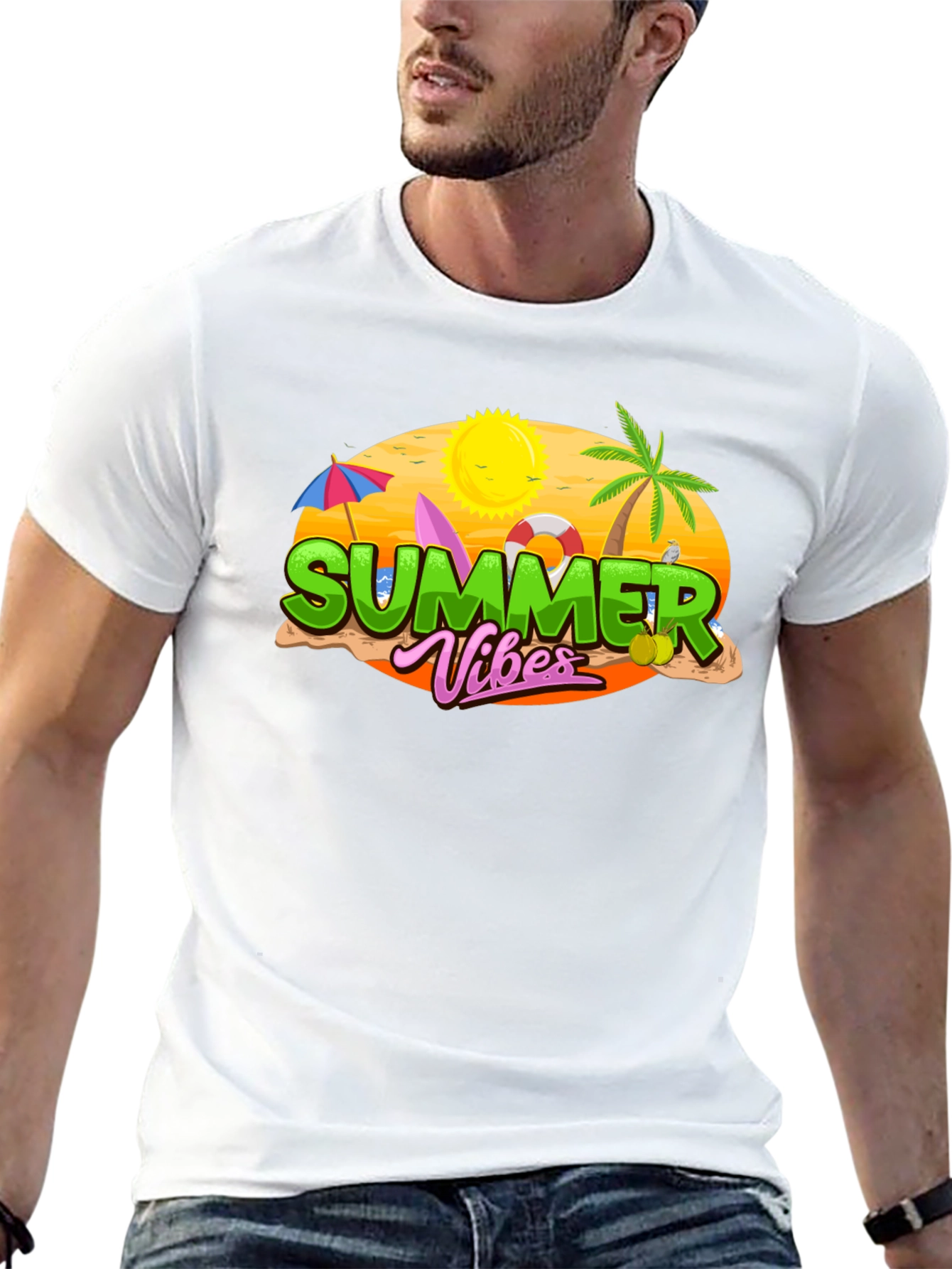 Camiseta Negra Summer Vibes para Hombre