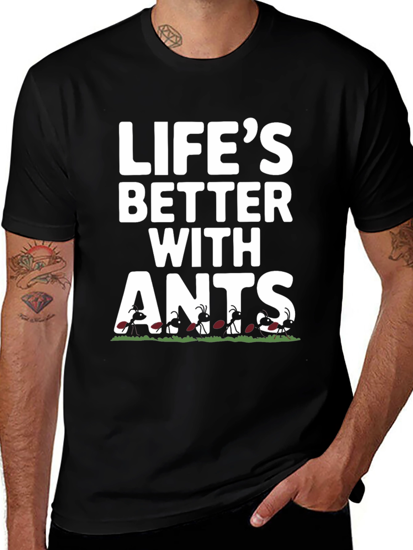 Camiseta Negra Divertida Lifes Better With Ants