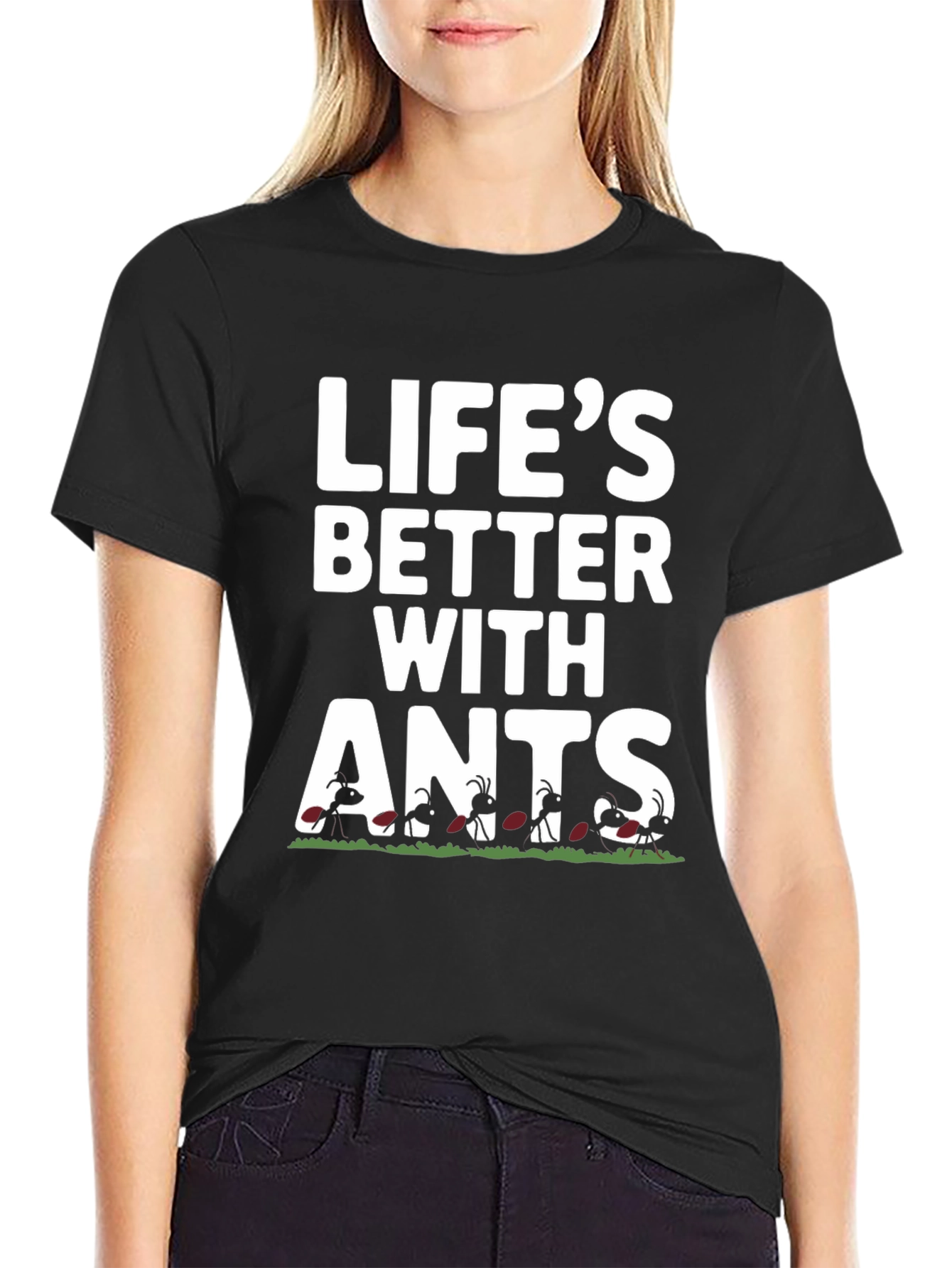 Camiseta Negra Divertida Lifes Better With Ants
