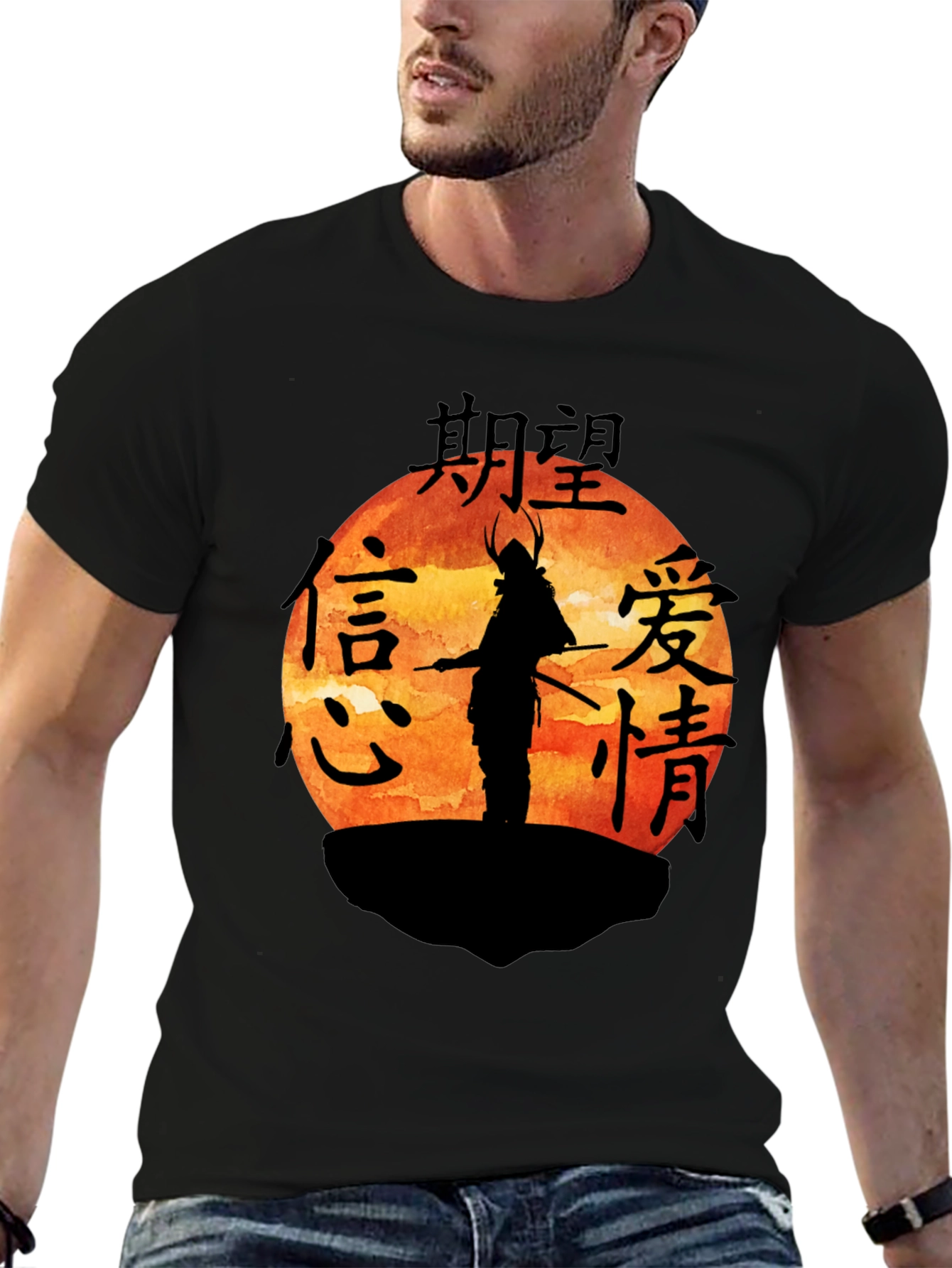 Camiseta Hombre Samurai Atardecer Japonés
