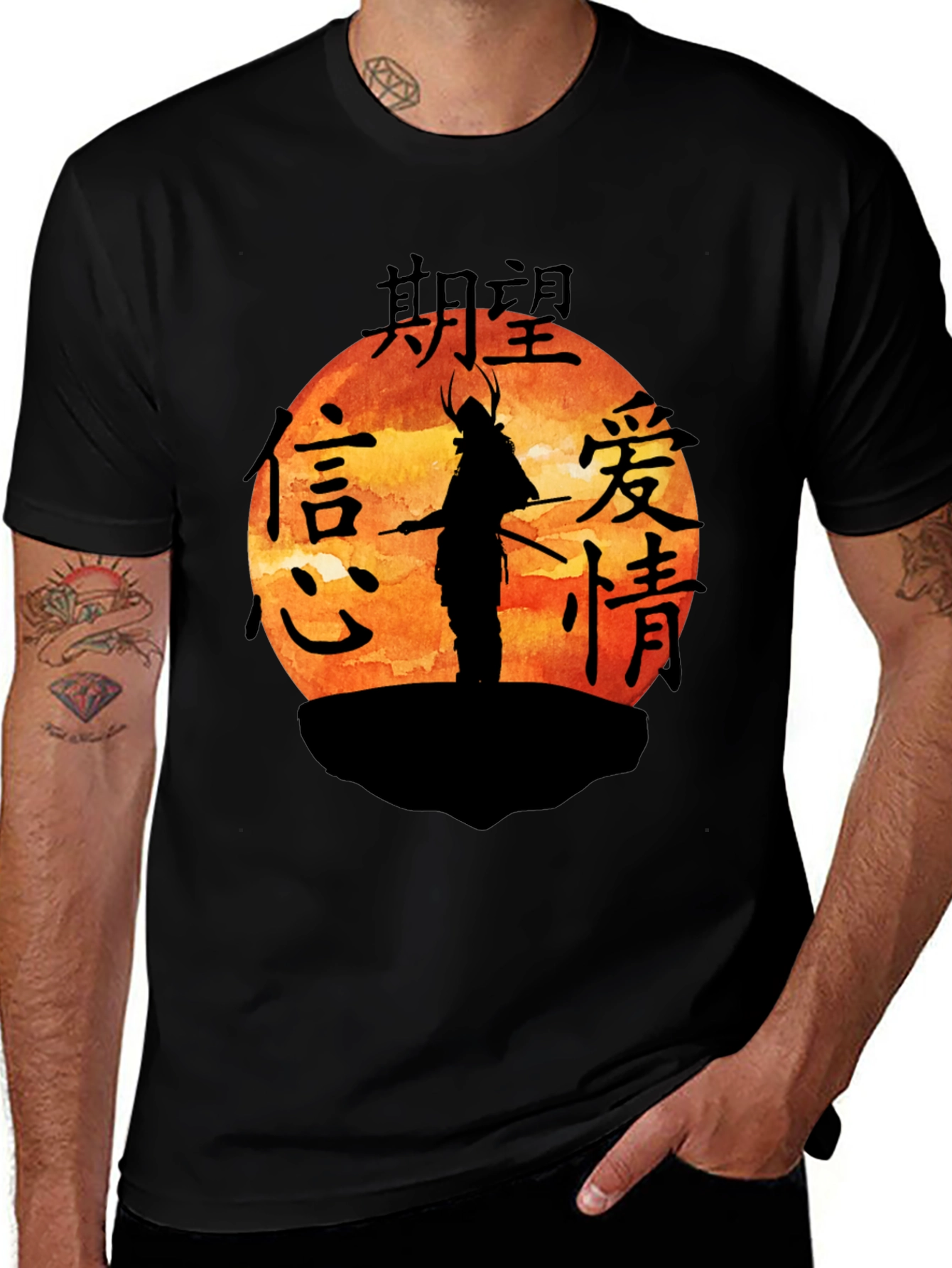 Camiseta Hombre Samurai Atardecer Japonés