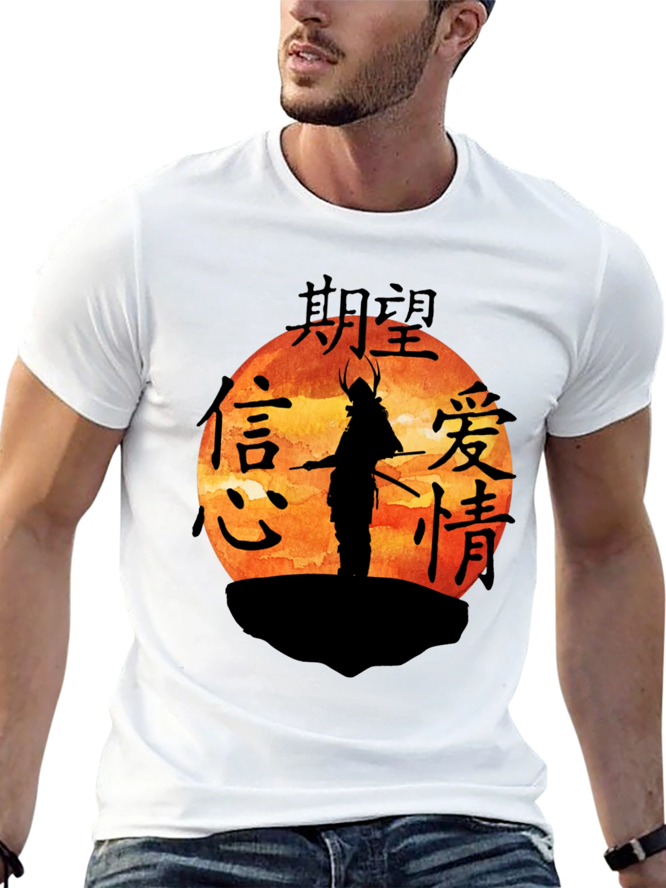 Camiseta Hombre Samurai Atardecer Japonés