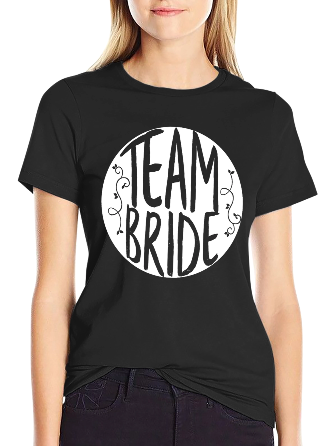 Camiseta Team Bride Negra para Despedida de Soltera