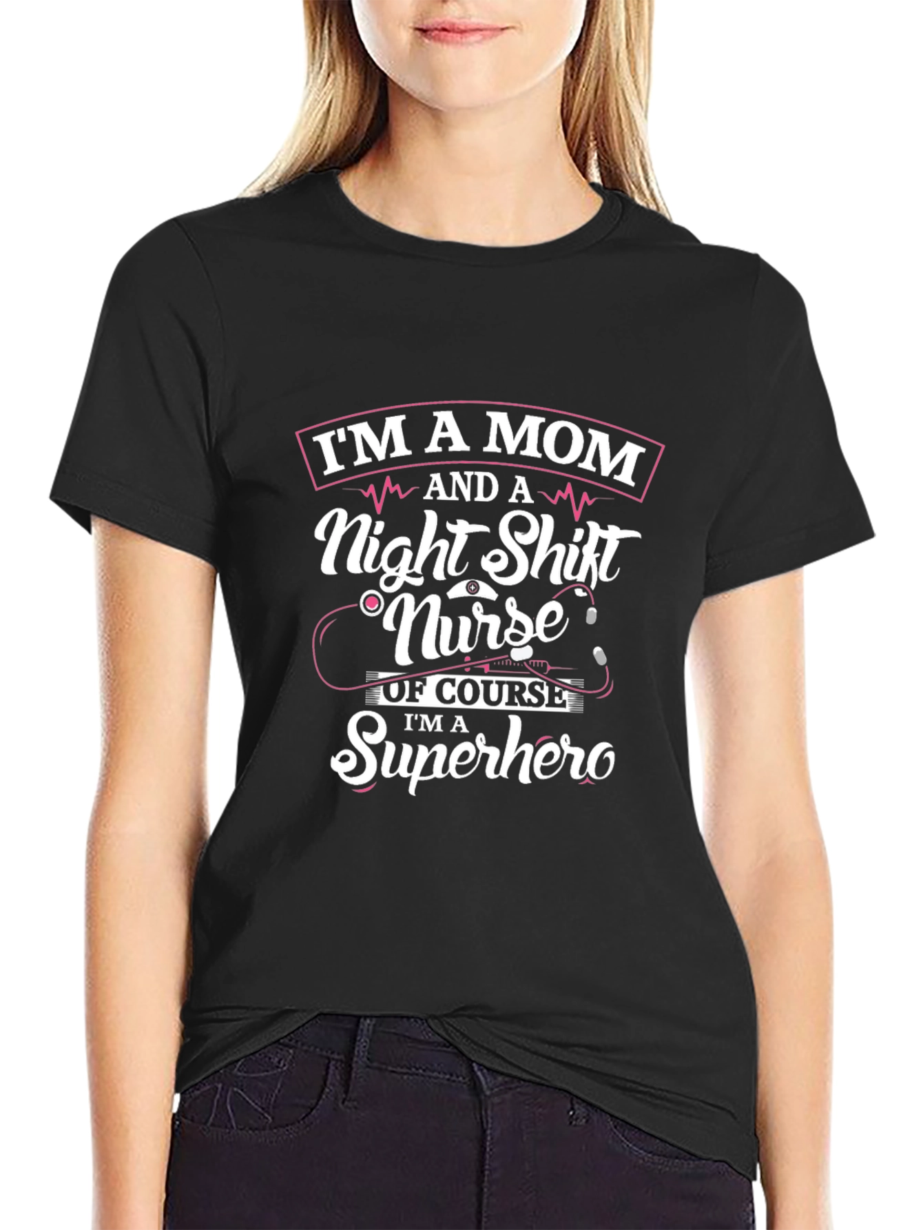 Camiseta Mamá Enfermera de Noche Superheroína