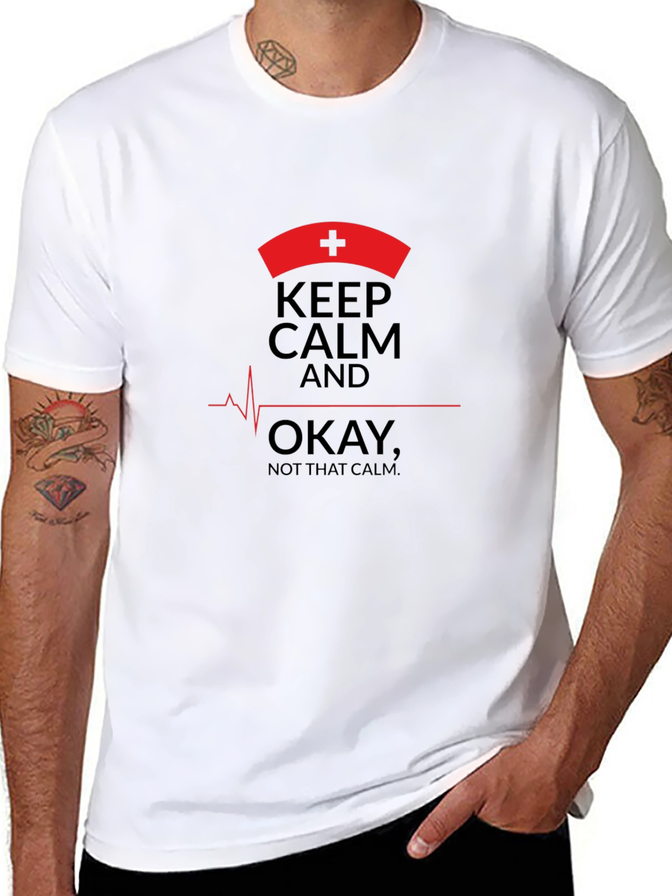Camiseta Negra Estampada Keep Calm Not That Calm