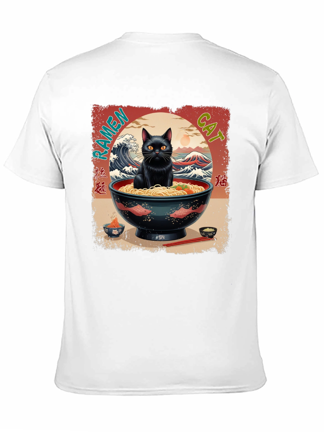 Camiseta Gato Ramen Japonés