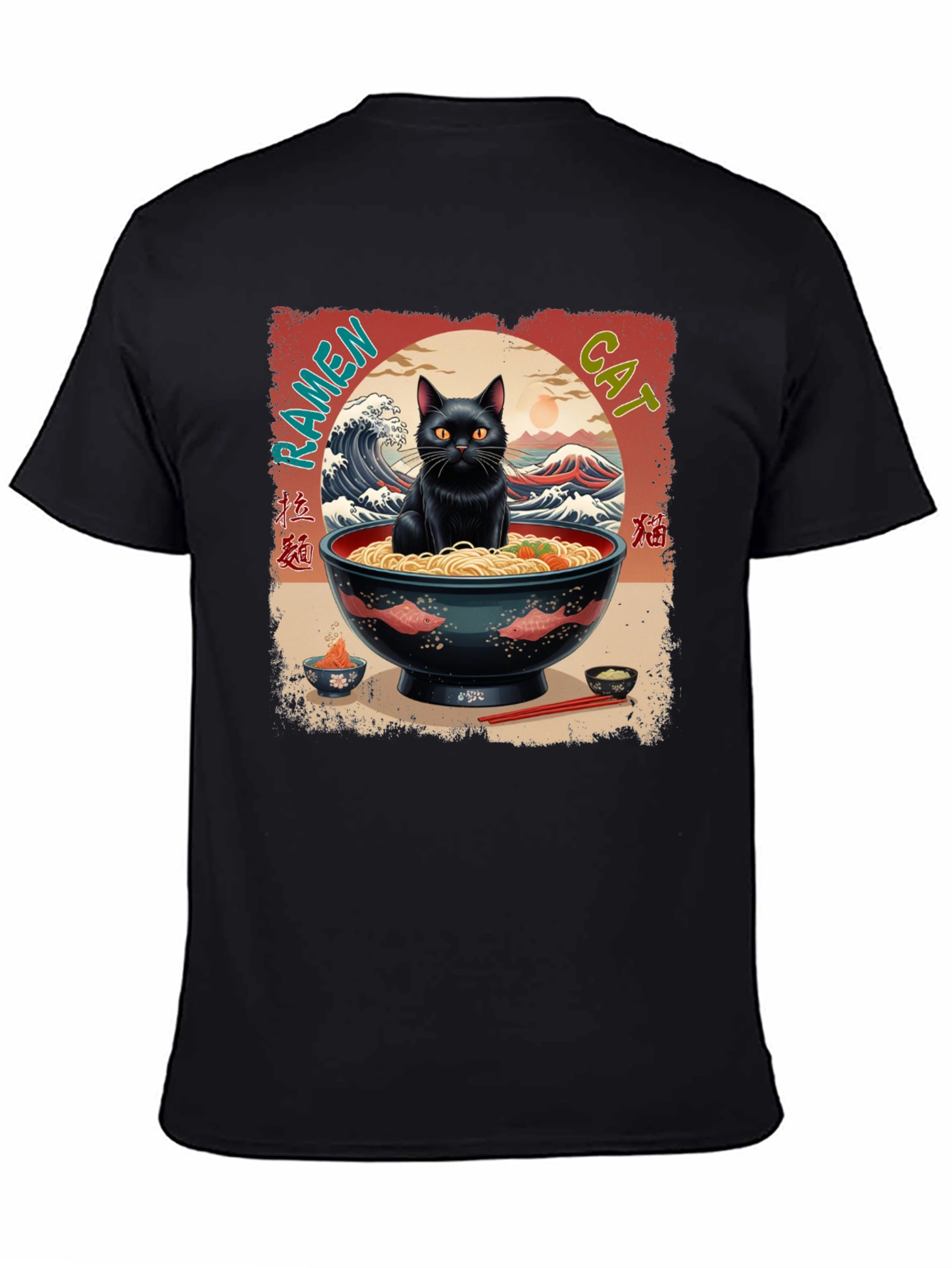 Camiseta Gato Ramen Japonés