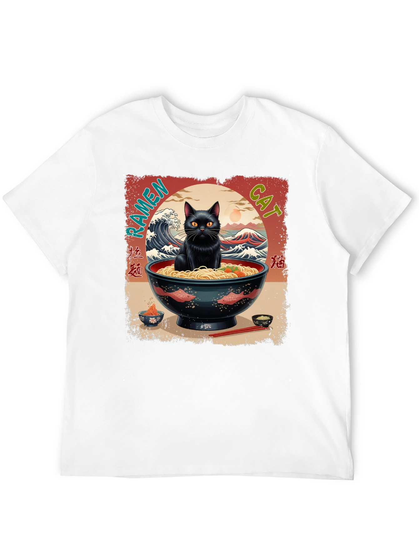 Camiseta Gato Ramen Japonés
