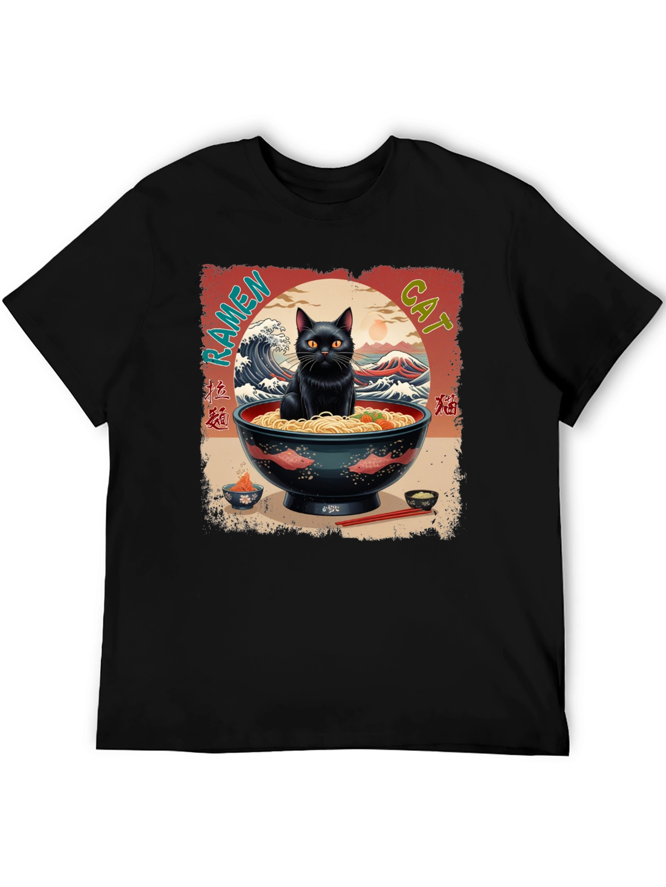 Camiseta Gato Ramen Japonés