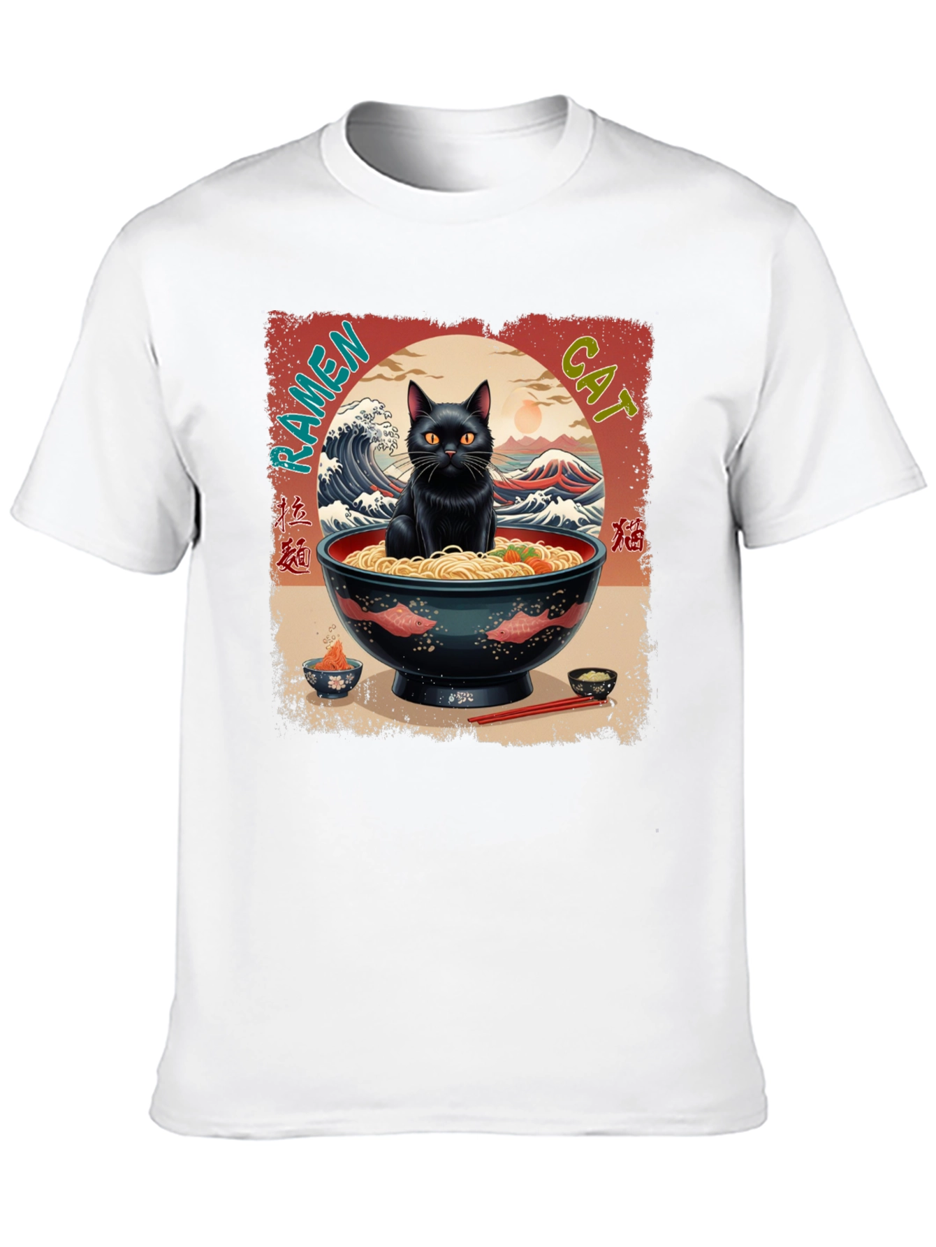Camiseta Gato Ramen Japonés