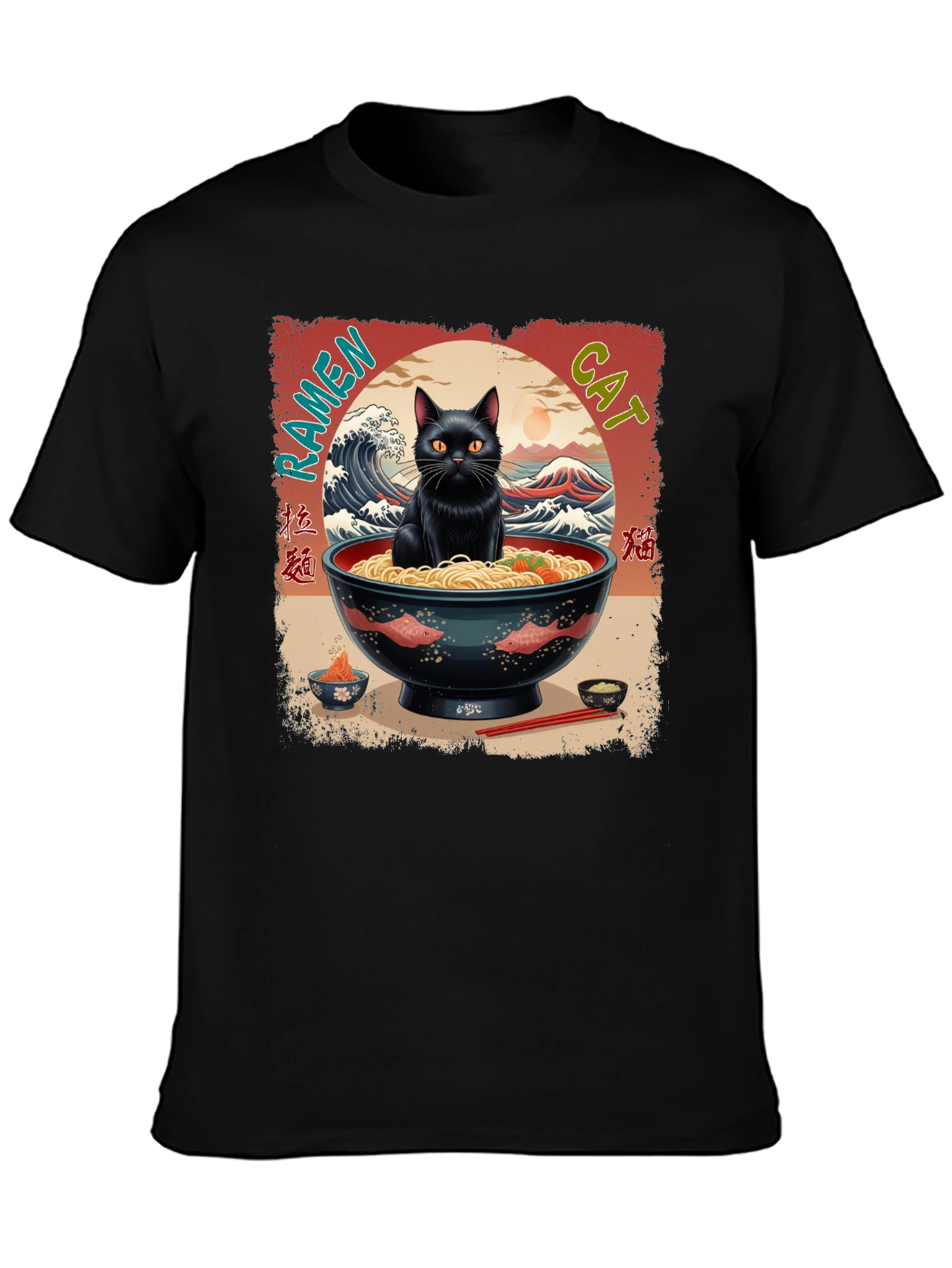 Camiseta Gato Ramen Japonés