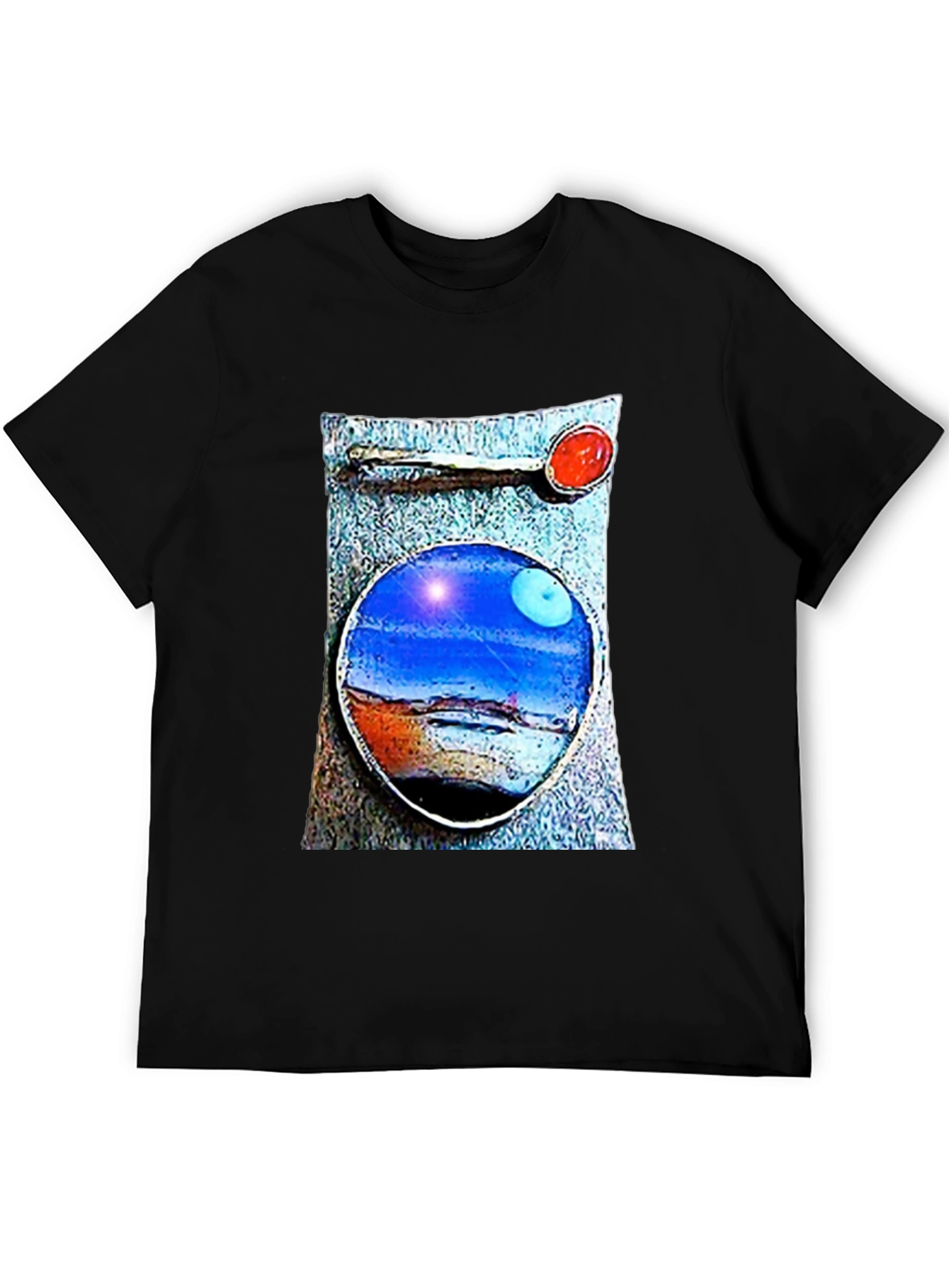 Camiseta Negra con Diseño Artístico Abstracto