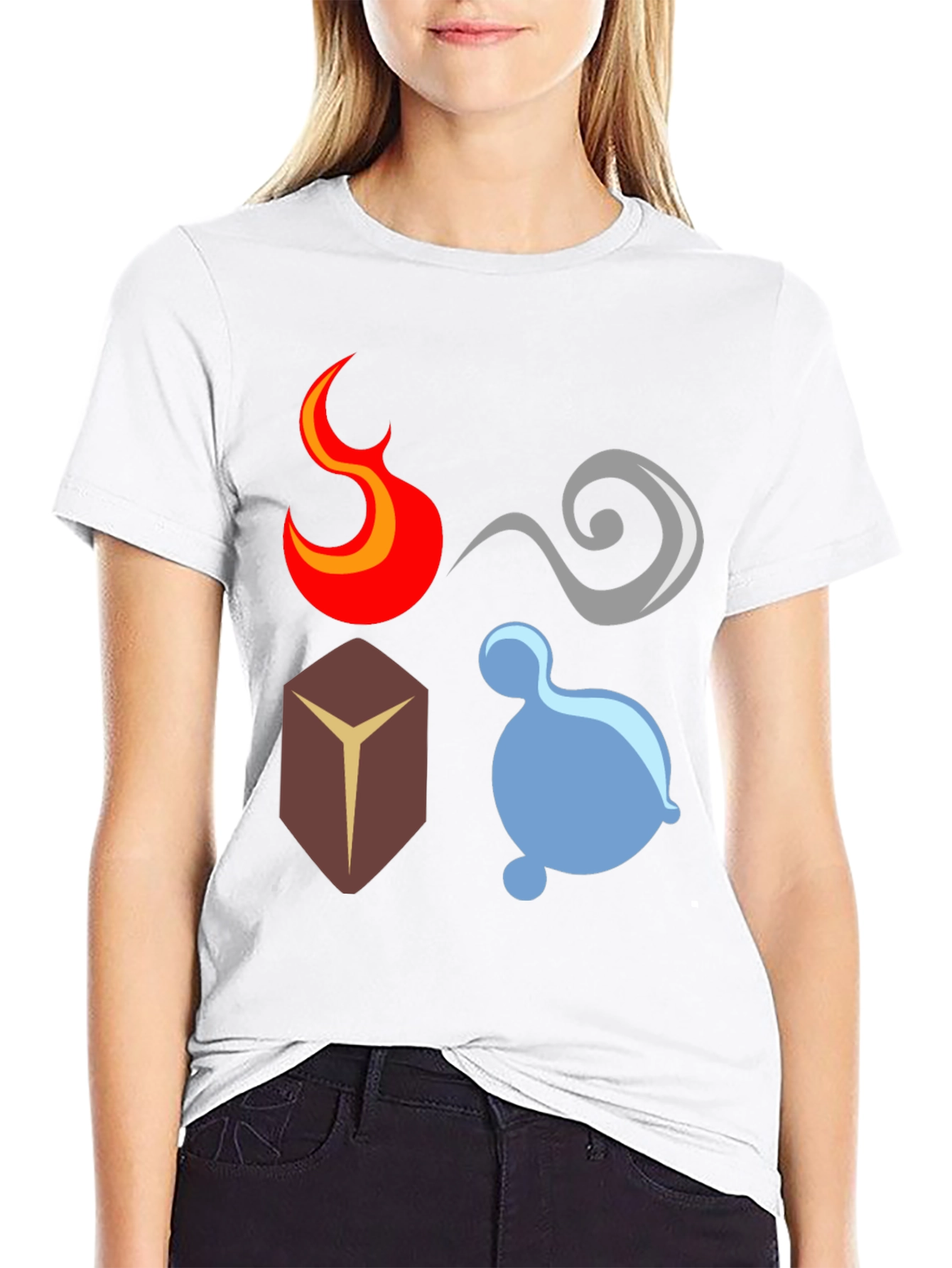Camiseta Elementos: Fuego Aire Tierra Agua - Diseño Único