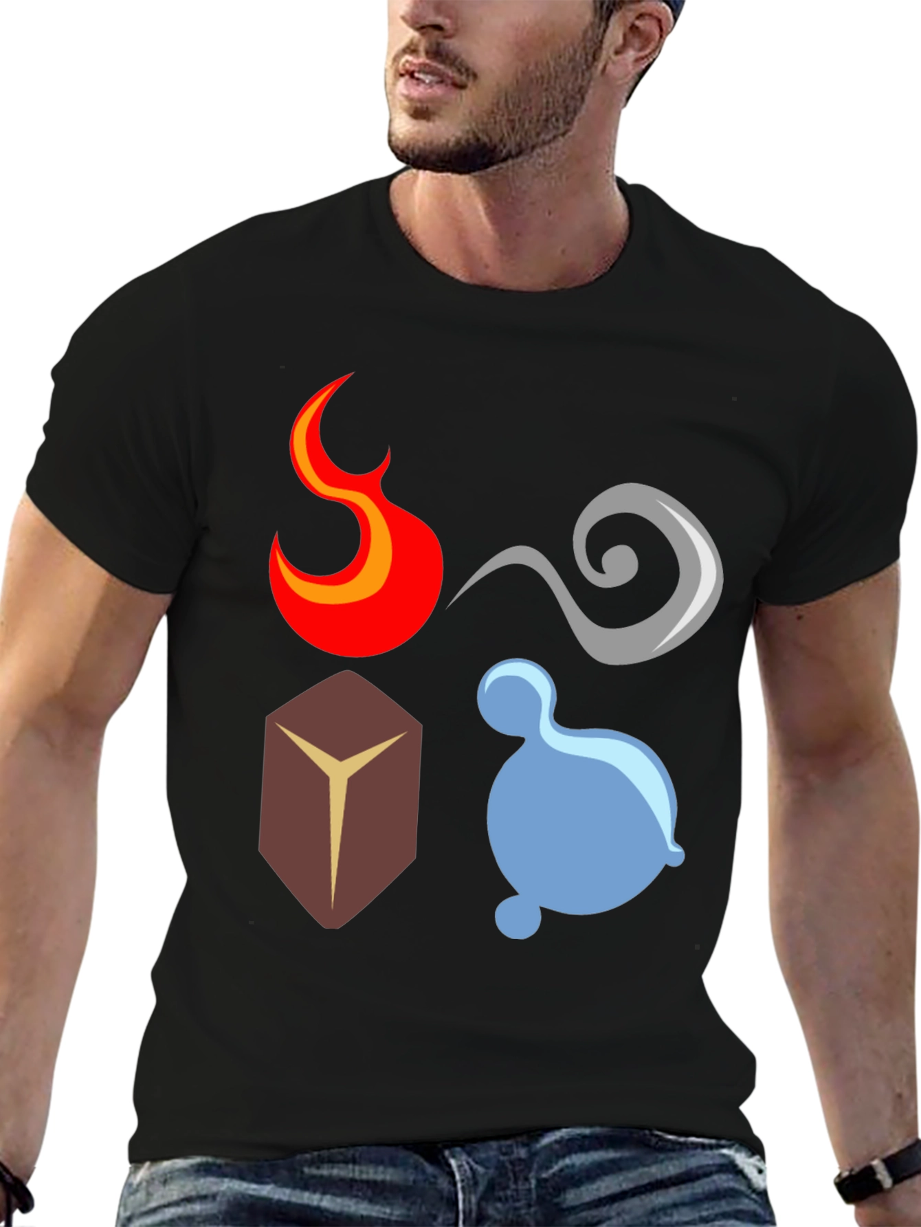 Camiseta Elementos: Fuego Aire Tierra Agua - Diseño Único