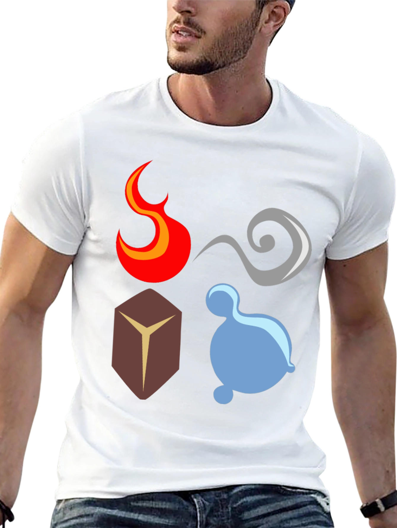 Camiseta Elementos: Fuego Aire Tierra Agua - Diseño Único