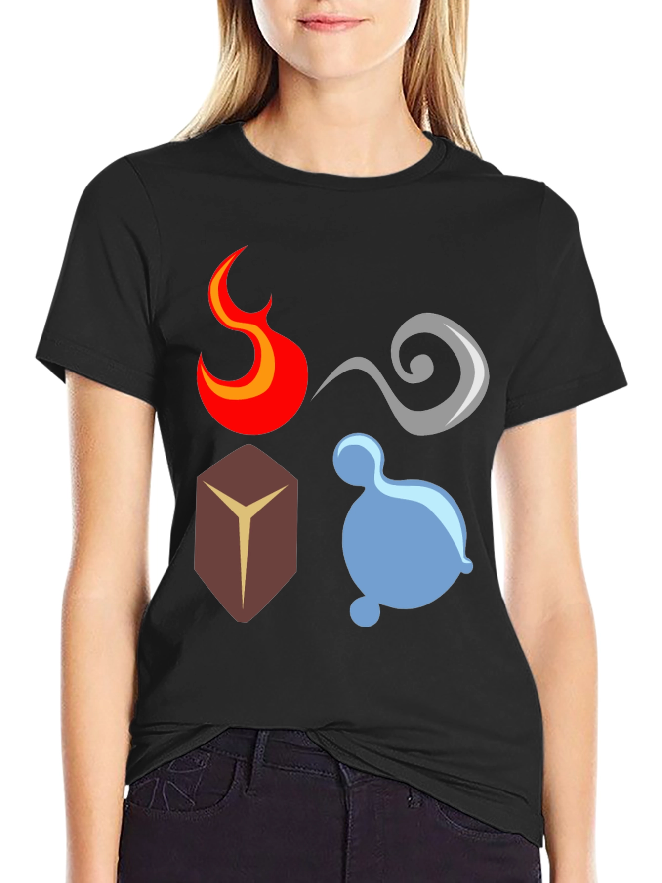 Camiseta Elementos: Fuego Aire Tierra Agua - Diseño Único