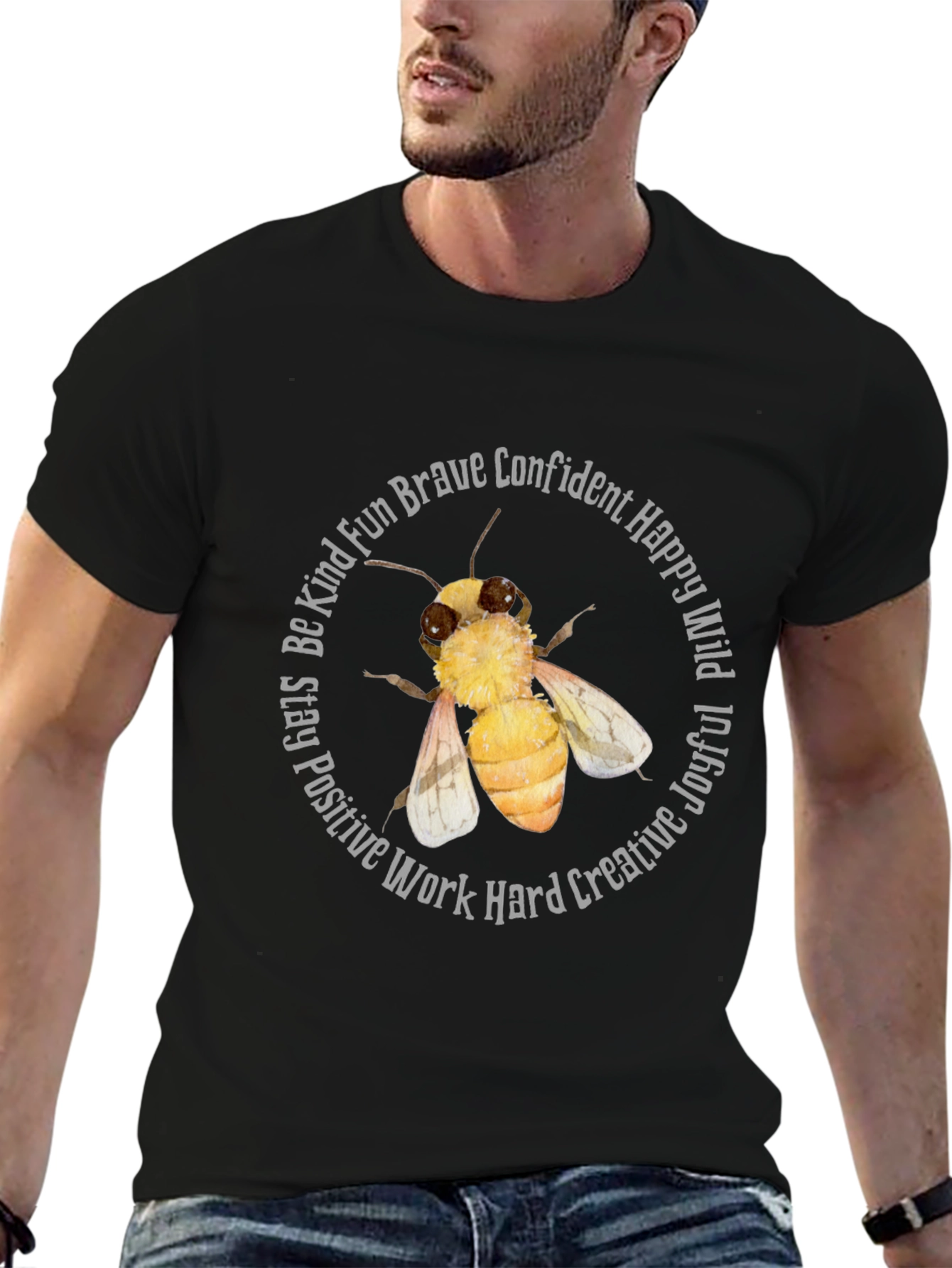 Camiseta Negra Abeja Motivacional