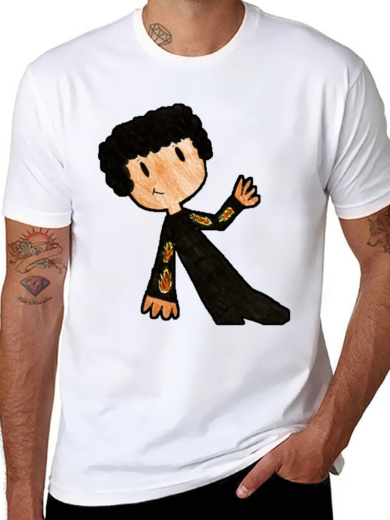 Camiseta Negra con Dibujo Infantil