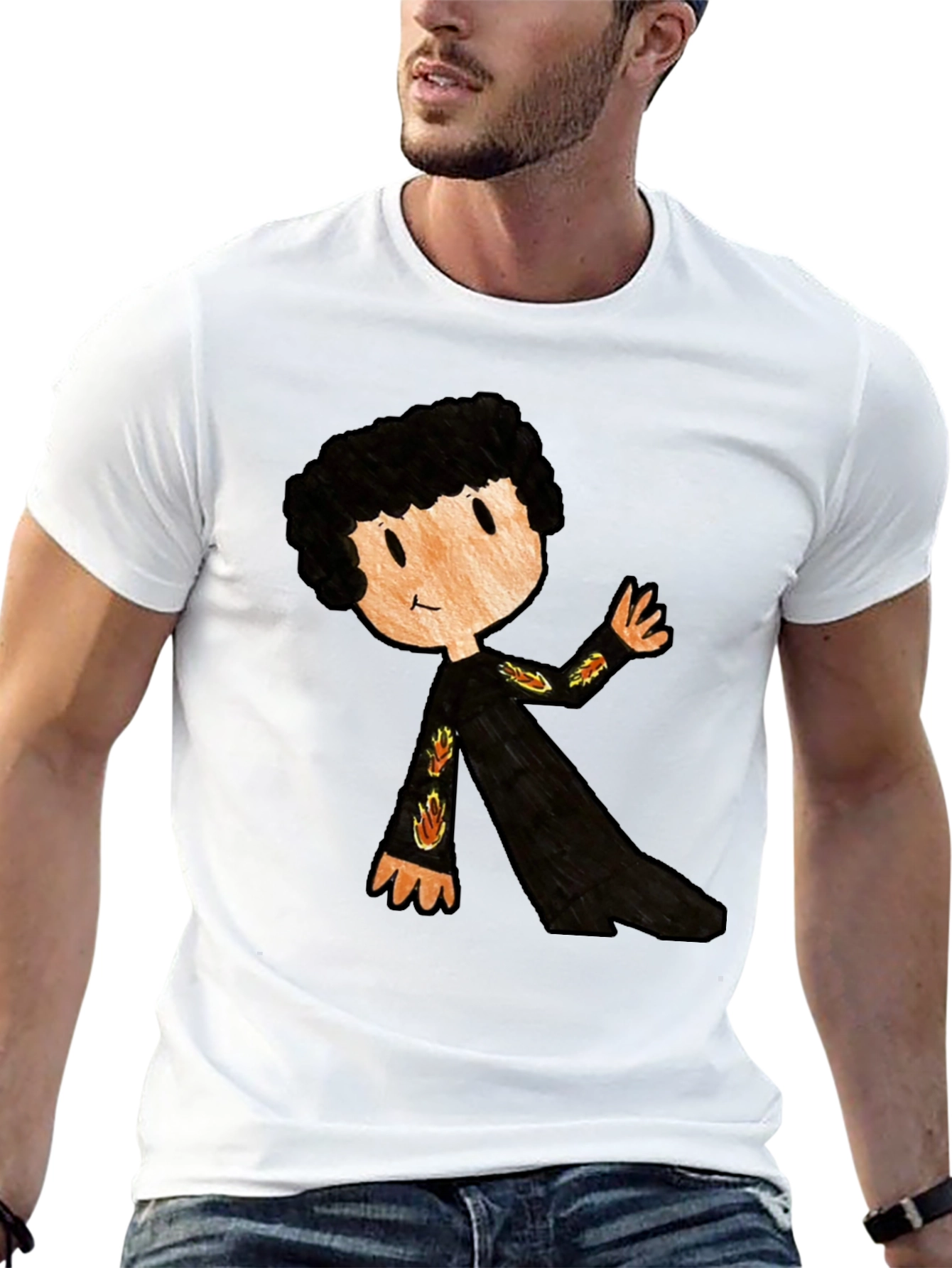 Camiseta Negra con Dibujo Infantil