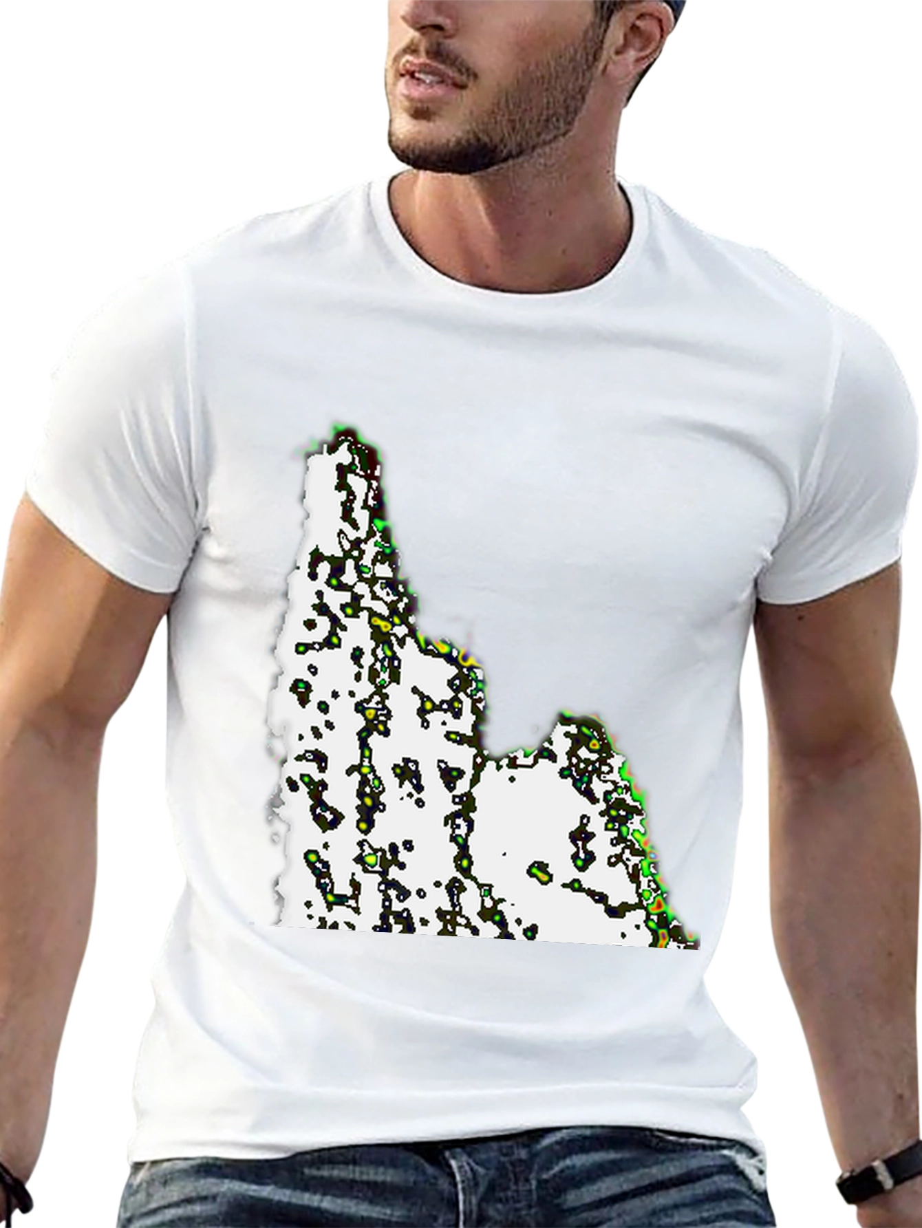 Camiseta Negra con Diseño Abstracto Idaho