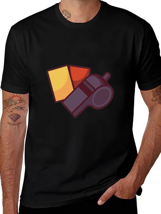Camiseta Negra Árbitro Fútbol: Tarjetas y Silbato