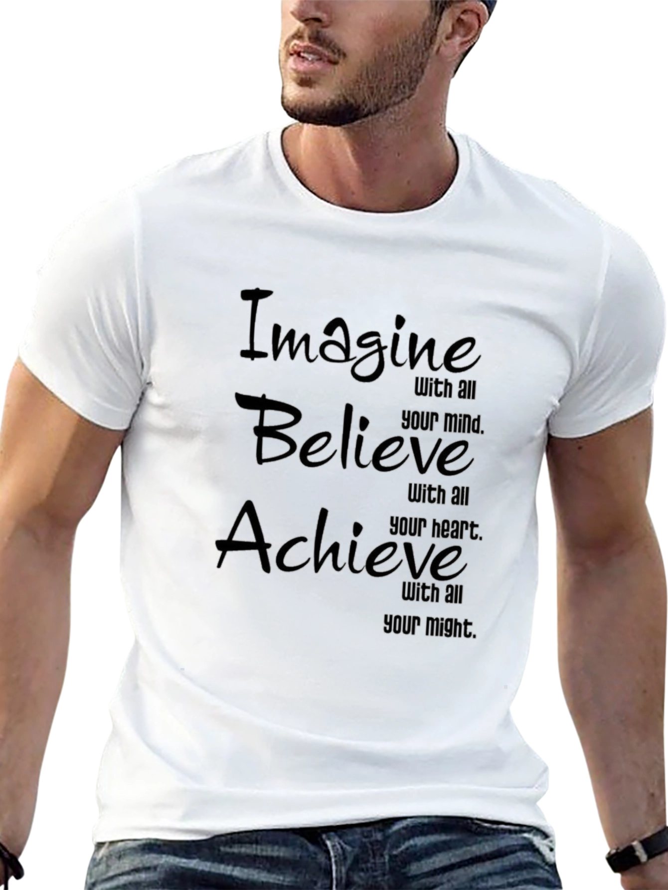 Camiseta Negra: Imagine Cree Logre
