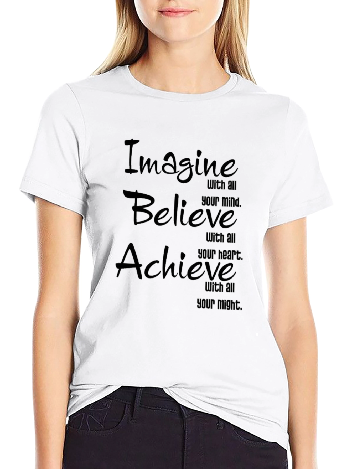 Camiseta Negra: Imagine Cree Logre