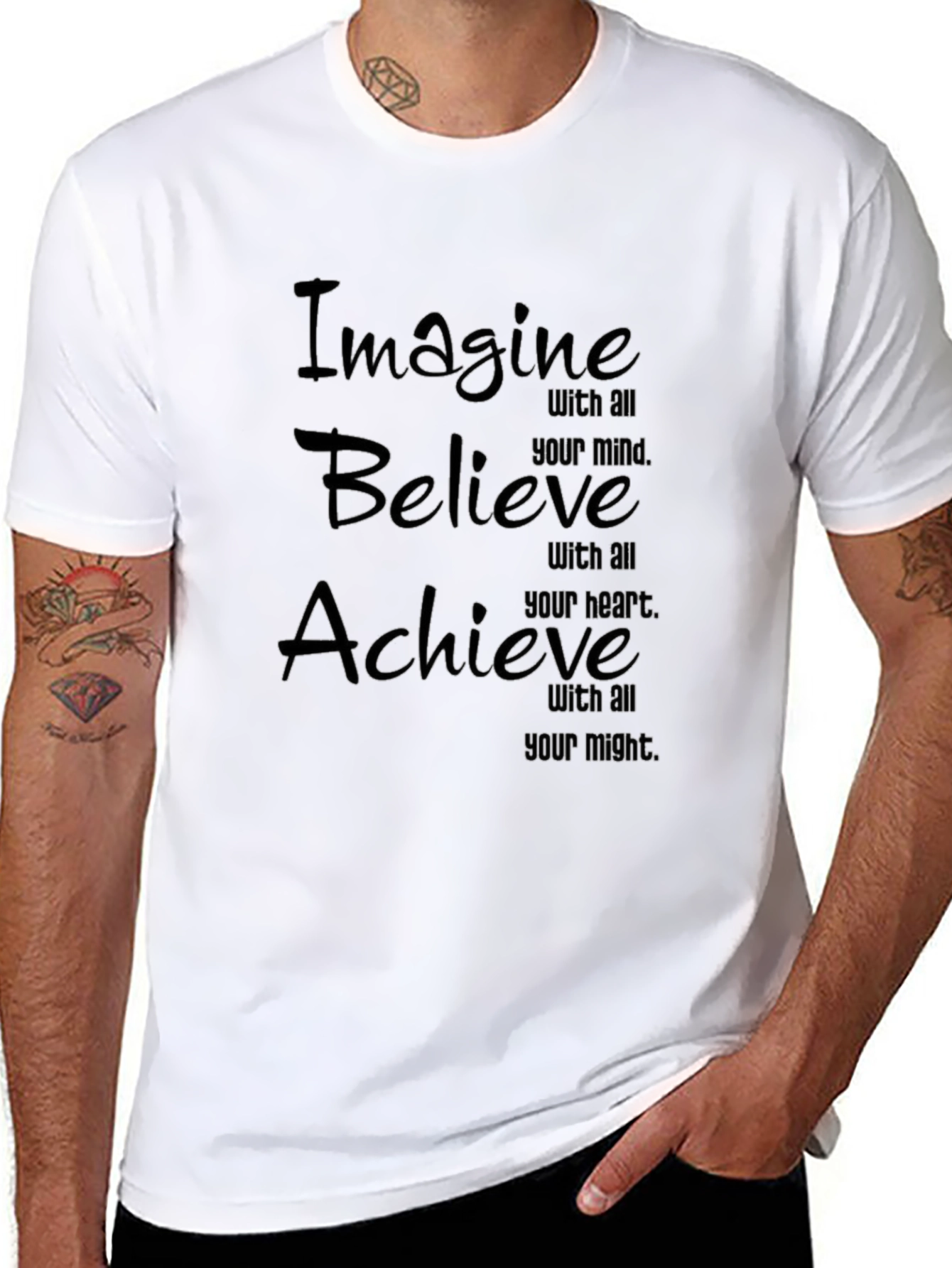 Camiseta Negra: Imagine Cree Logre