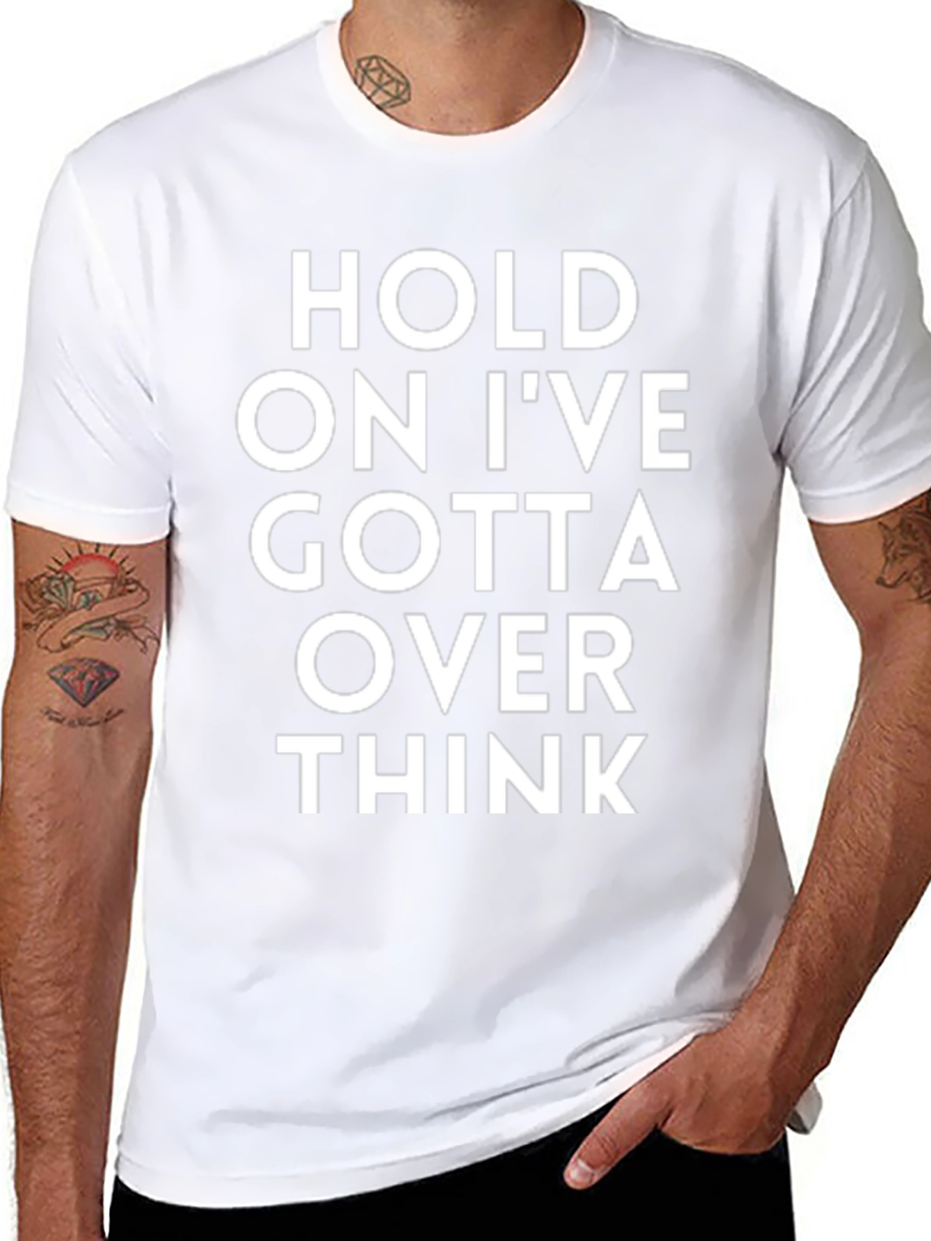 Camiseta Negra - Hold On Ive Gotta Over Think