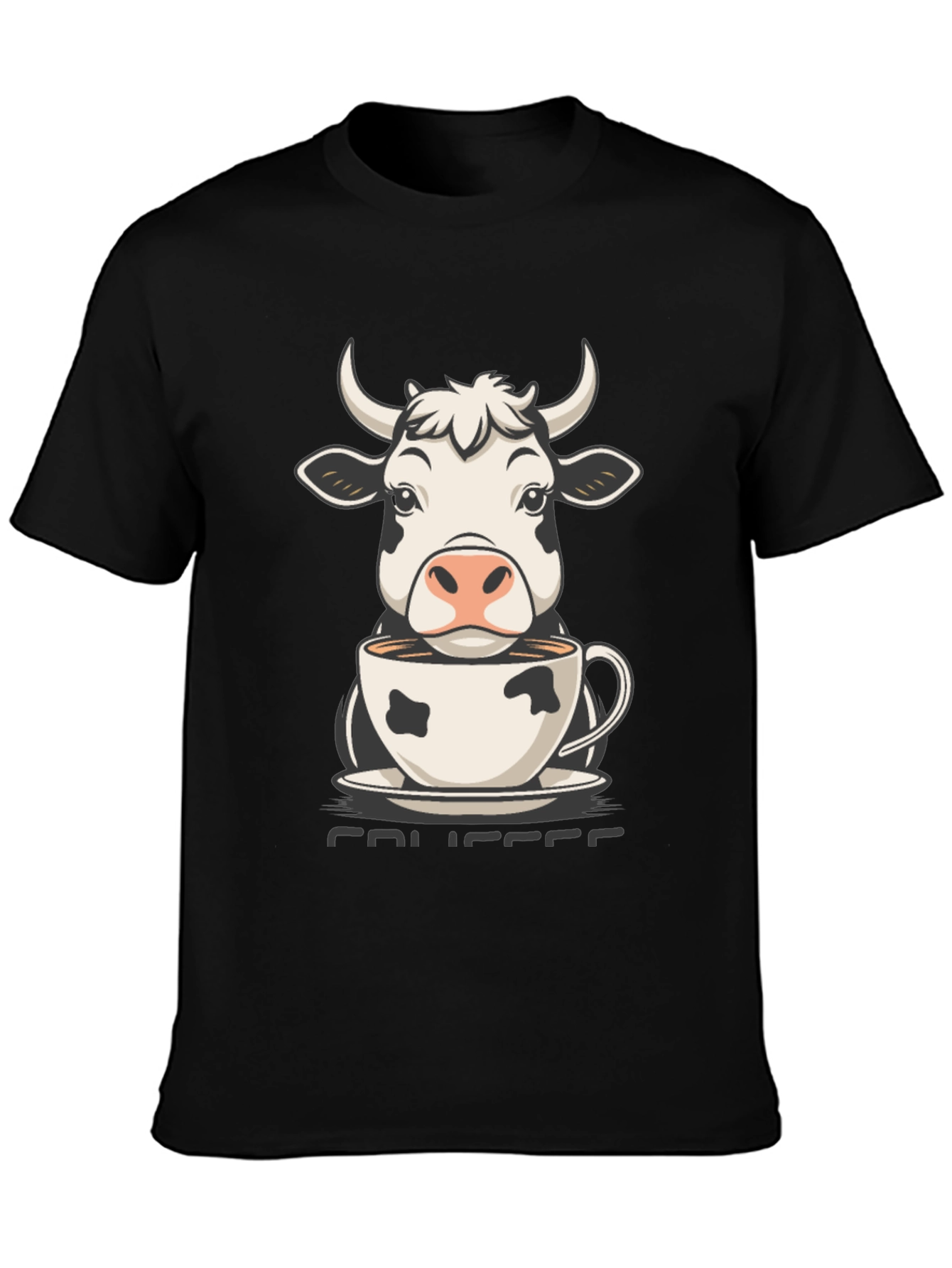 Camiseta Hombre Negra Diseño Vaca Café