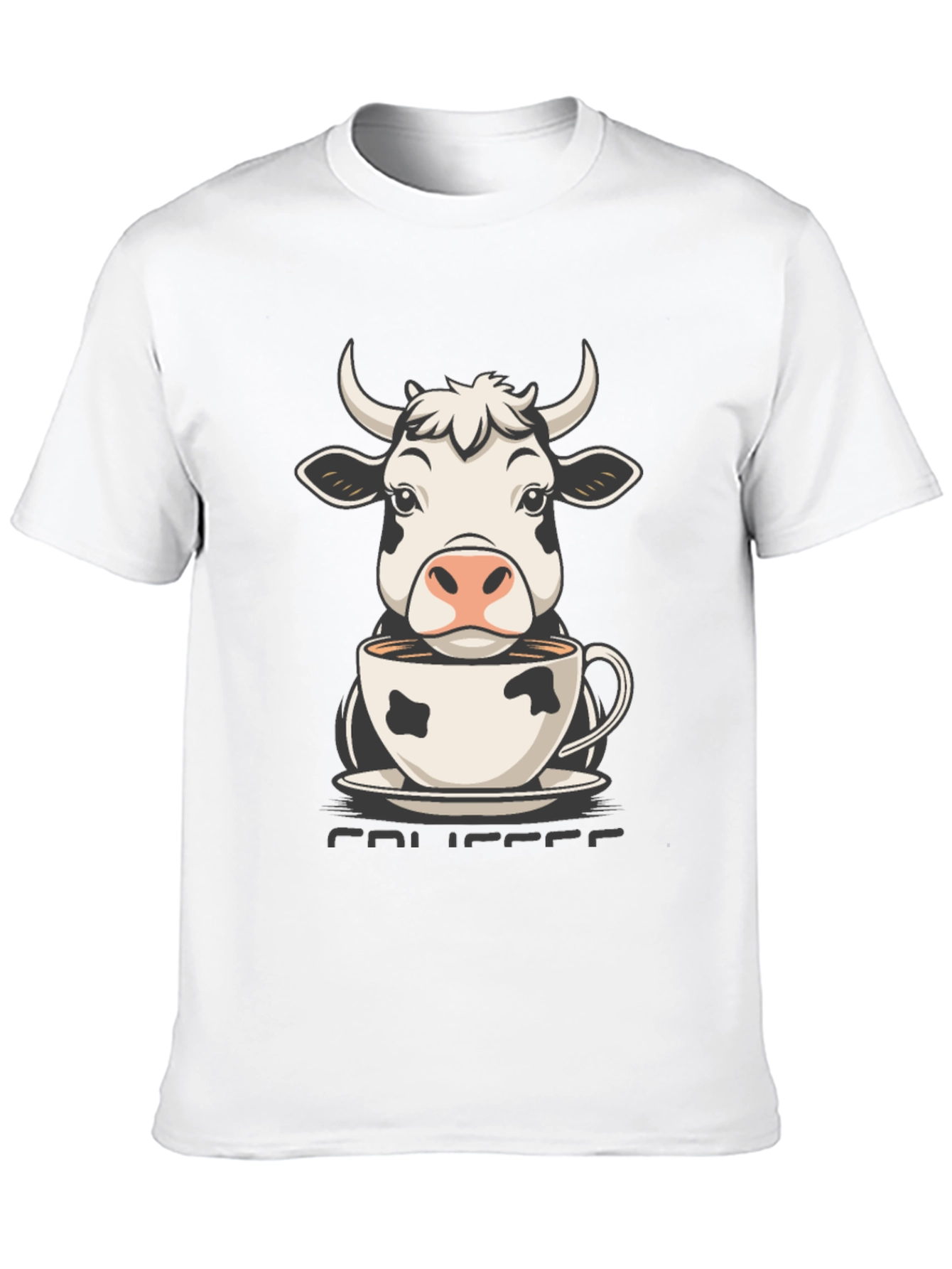Camiseta Hombre Negra Diseño Vaca Café