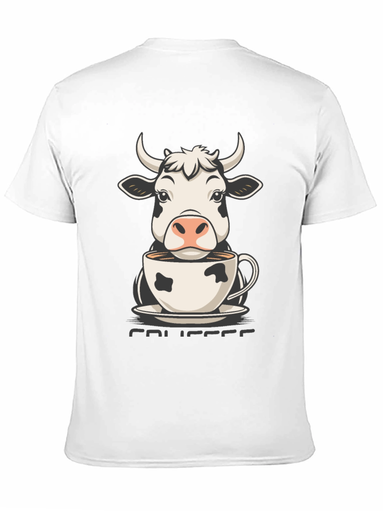 Camiseta Hombre Negra Diseño Vaca Café