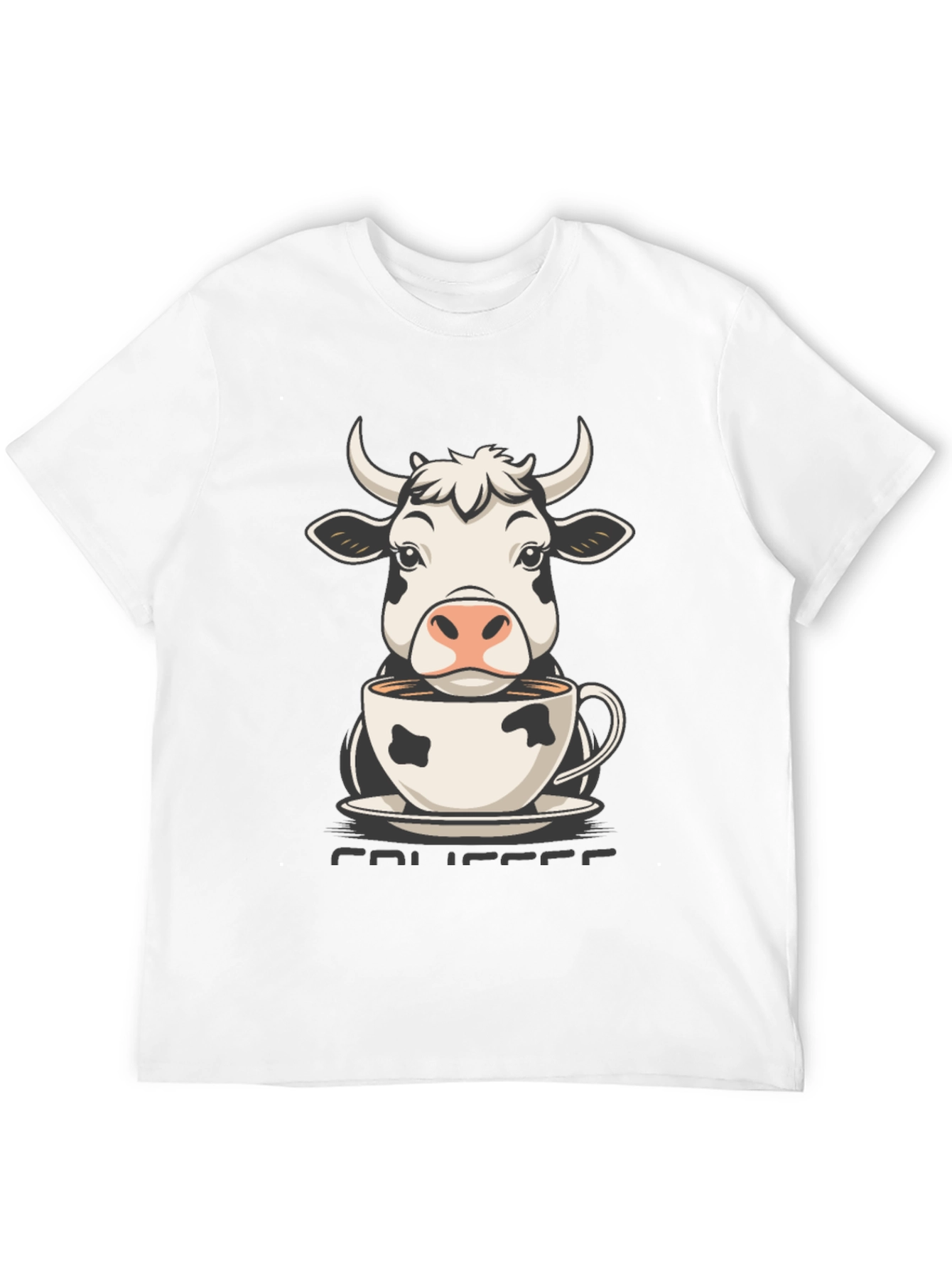 Camiseta Hombre Negra Diseño Vaca Café