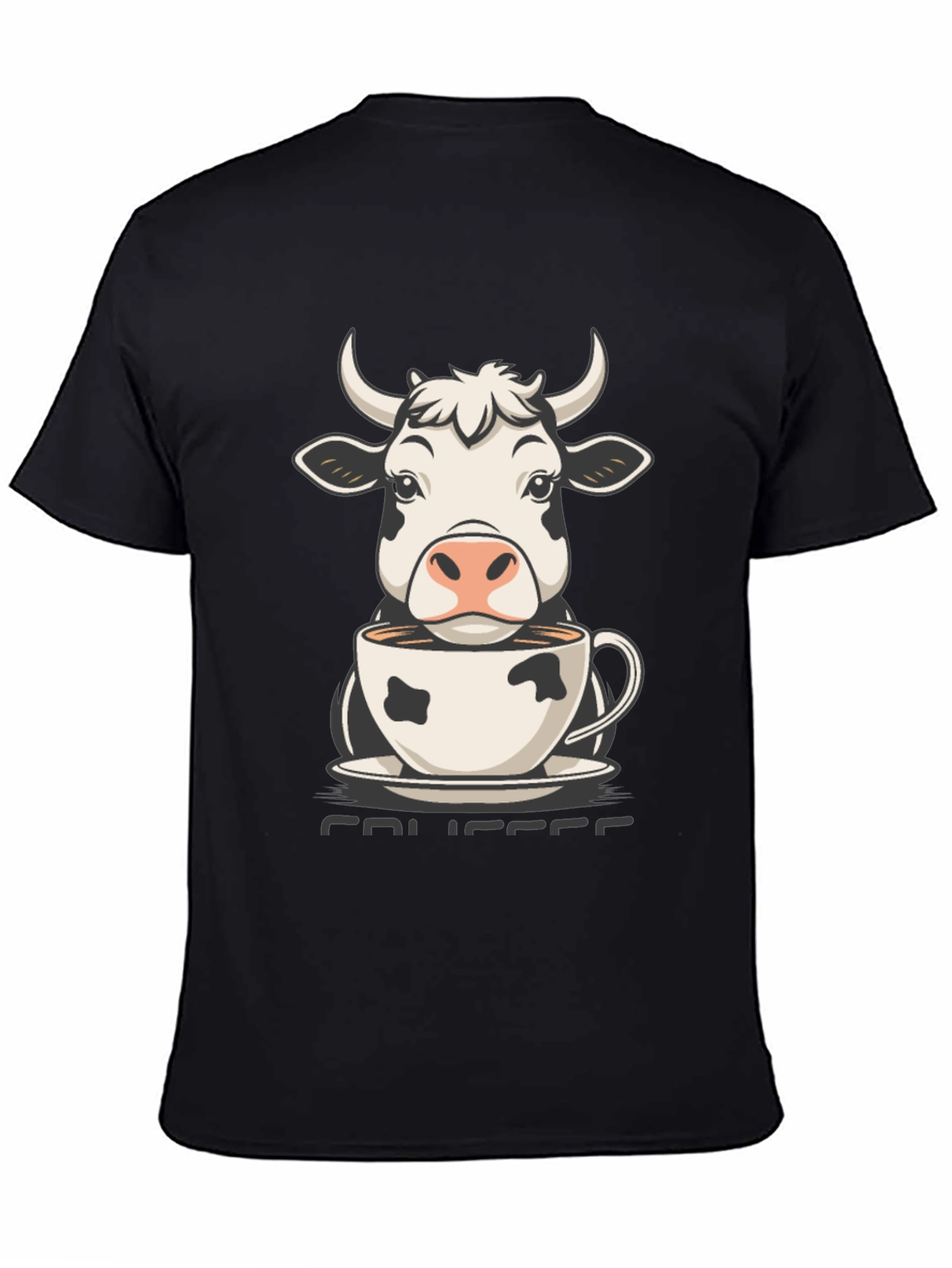 Camiseta Hombre Negra Diseño Vaca Café