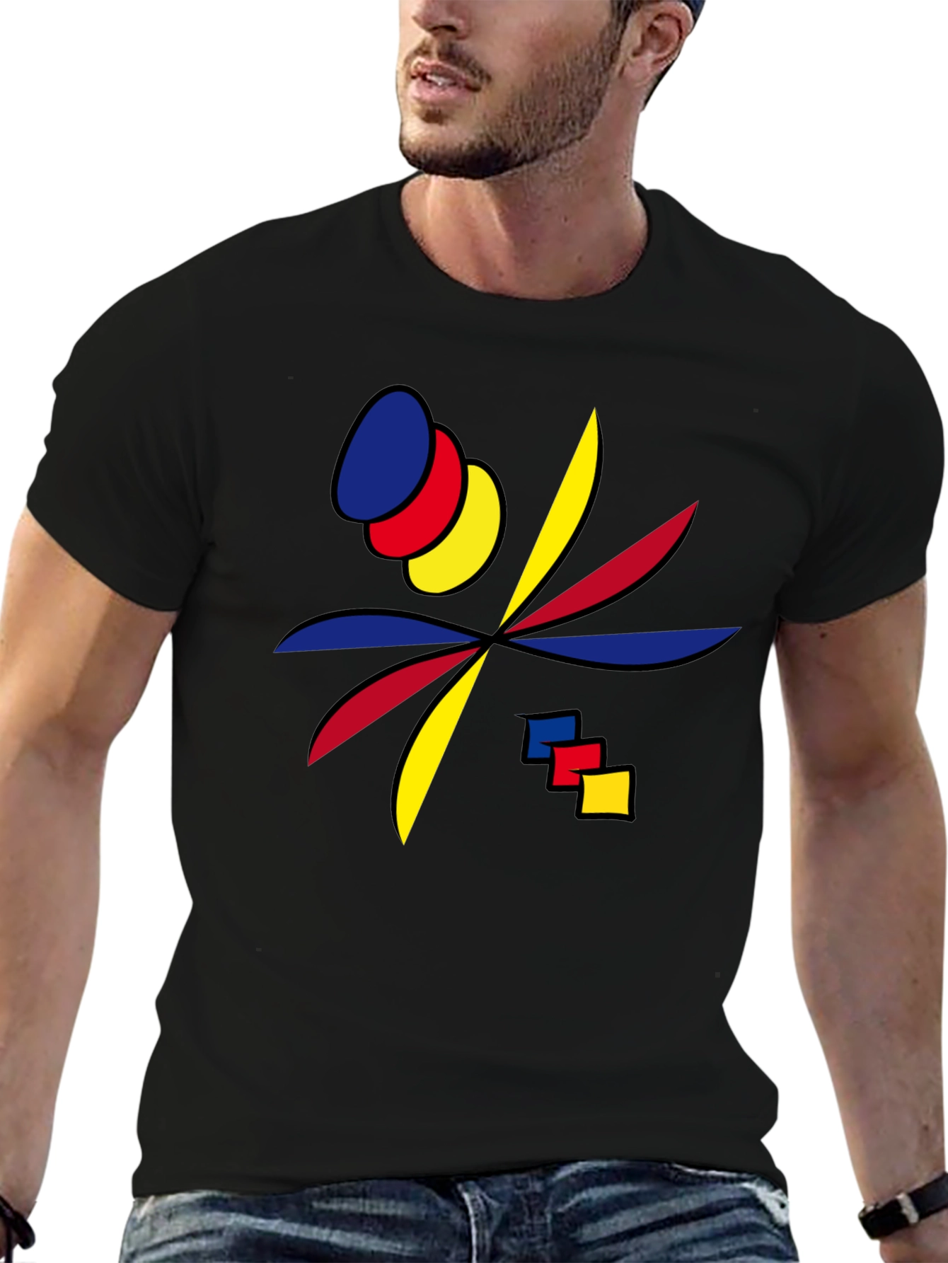 Camiseta Negra Diseño Abstracto Moderno