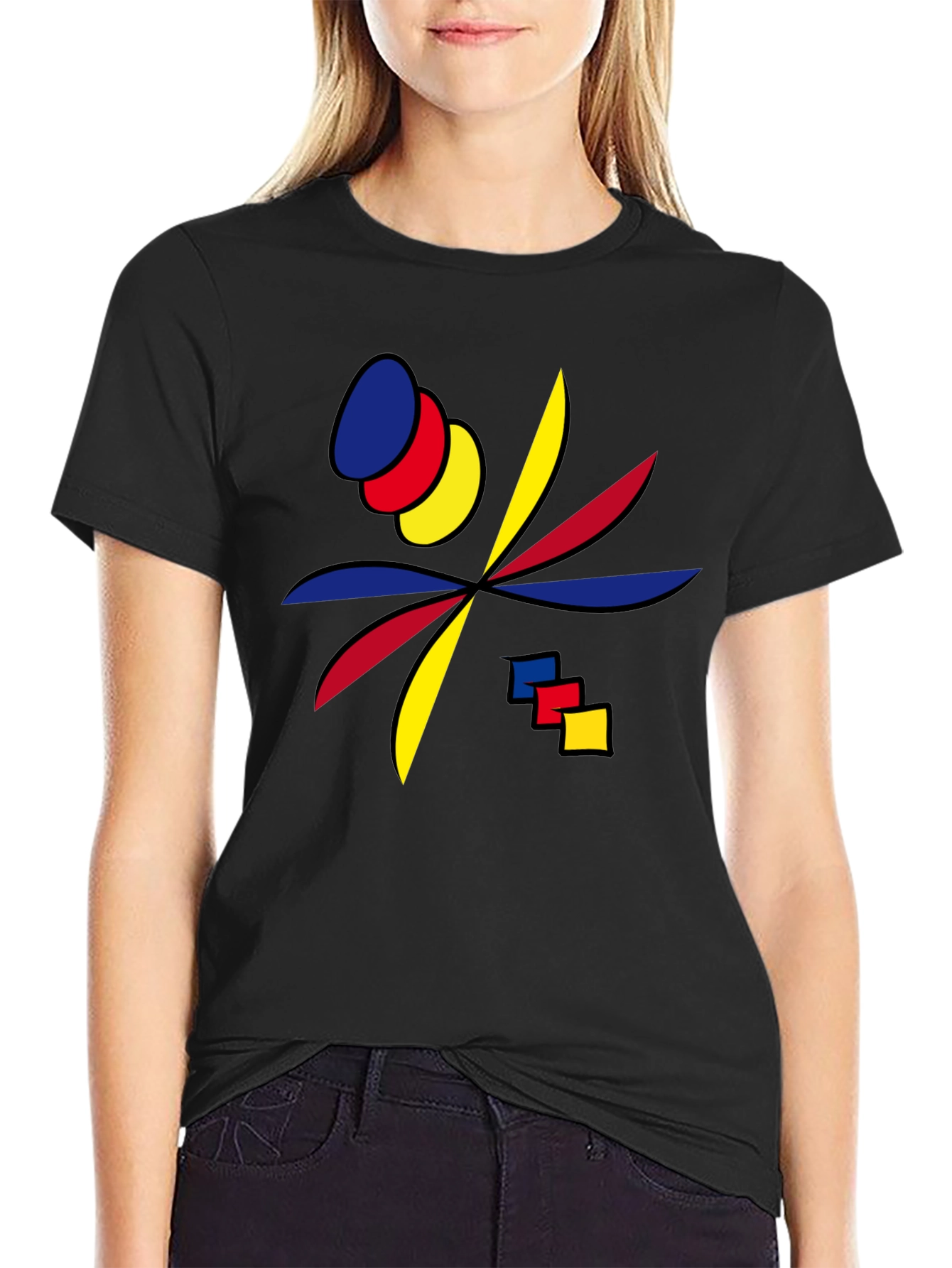 Camiseta Negra Diseño Abstracto Moderno