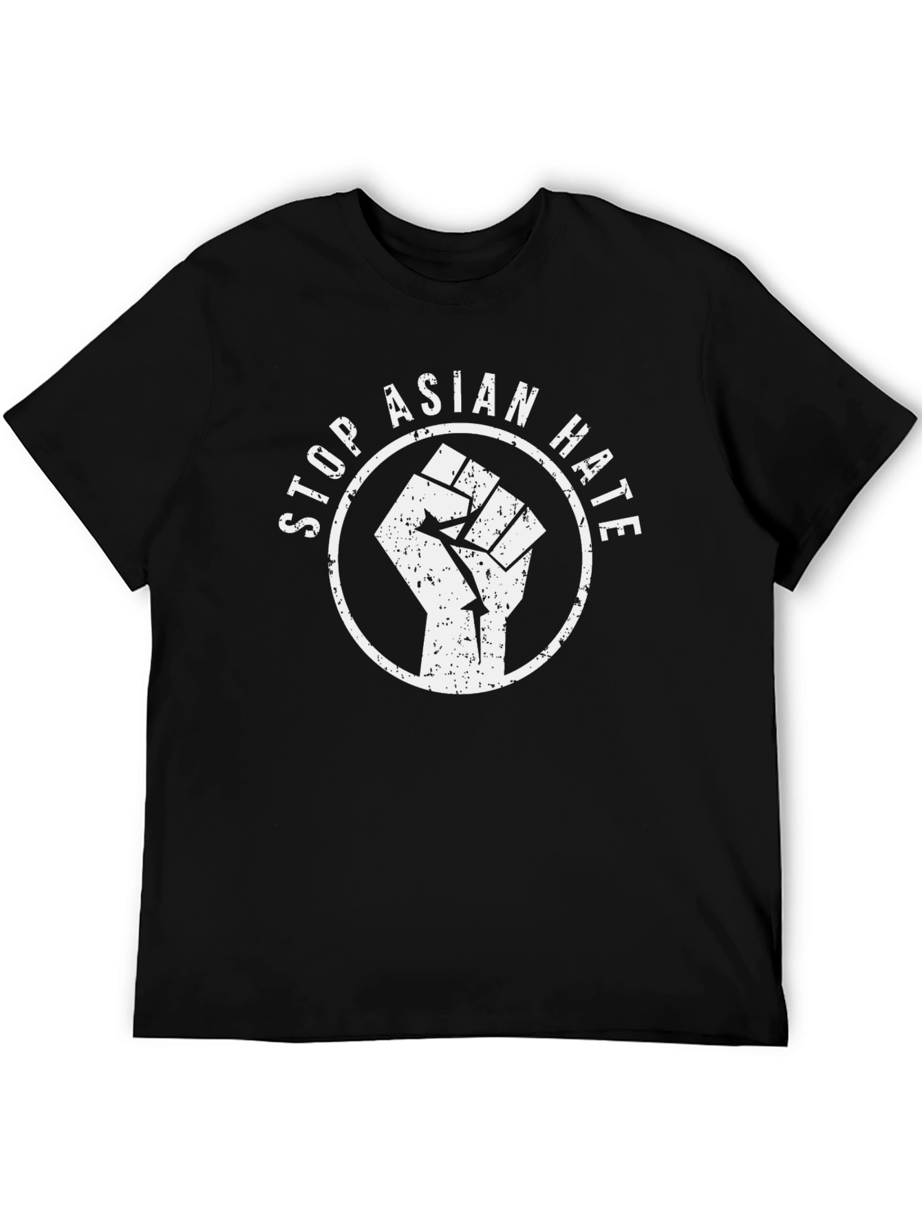 Camiseta Negra Stop Asian Hate Con Puño Alzado