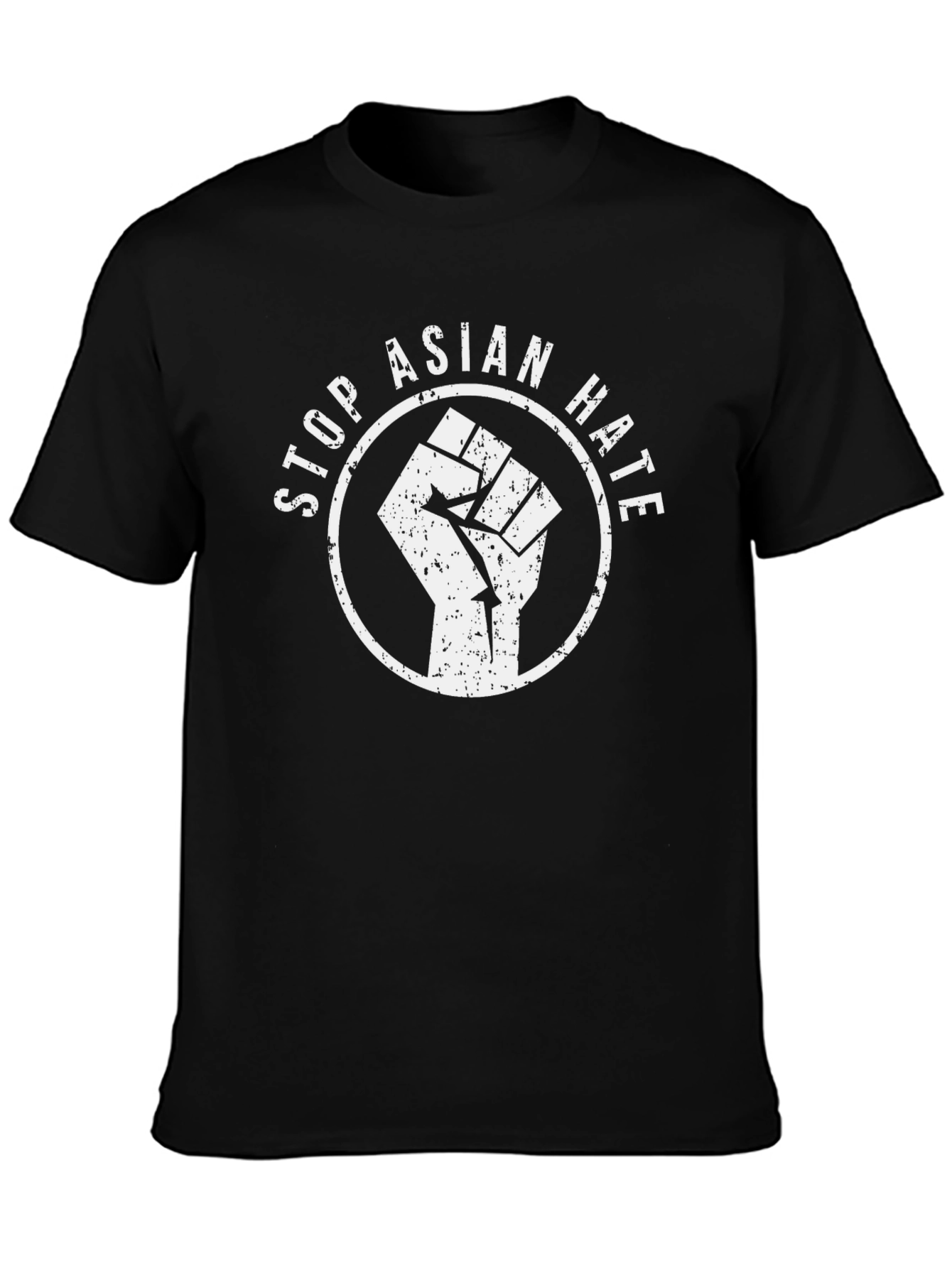 Camiseta Negra Stop Asian Hate Con Puño Alzado
