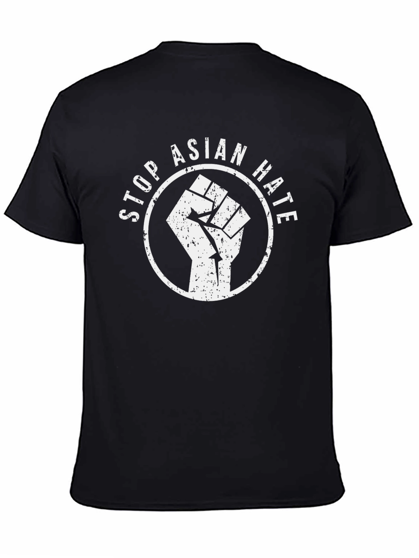 Camiseta Negra Stop Asian Hate Con Puño Alzado