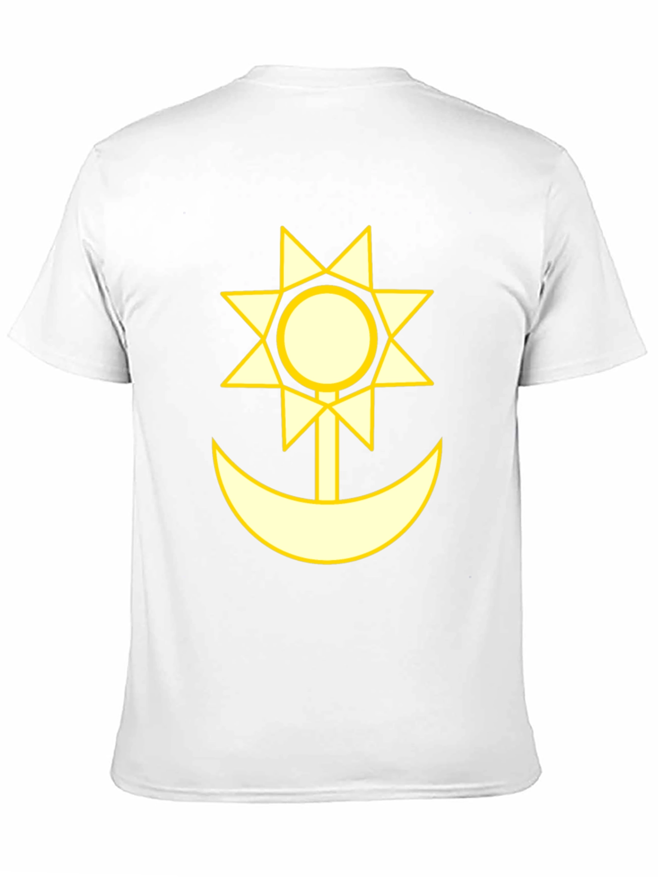 Camiseta Negra con Diseño Sol y Luna Amarillo