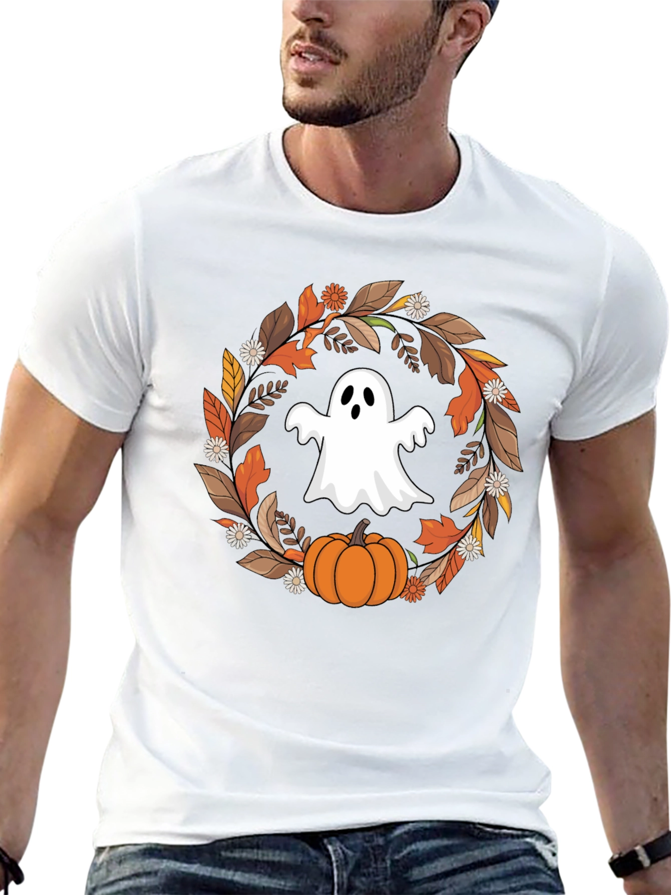Camiseta Halloween: Fantasma y Calabaza
