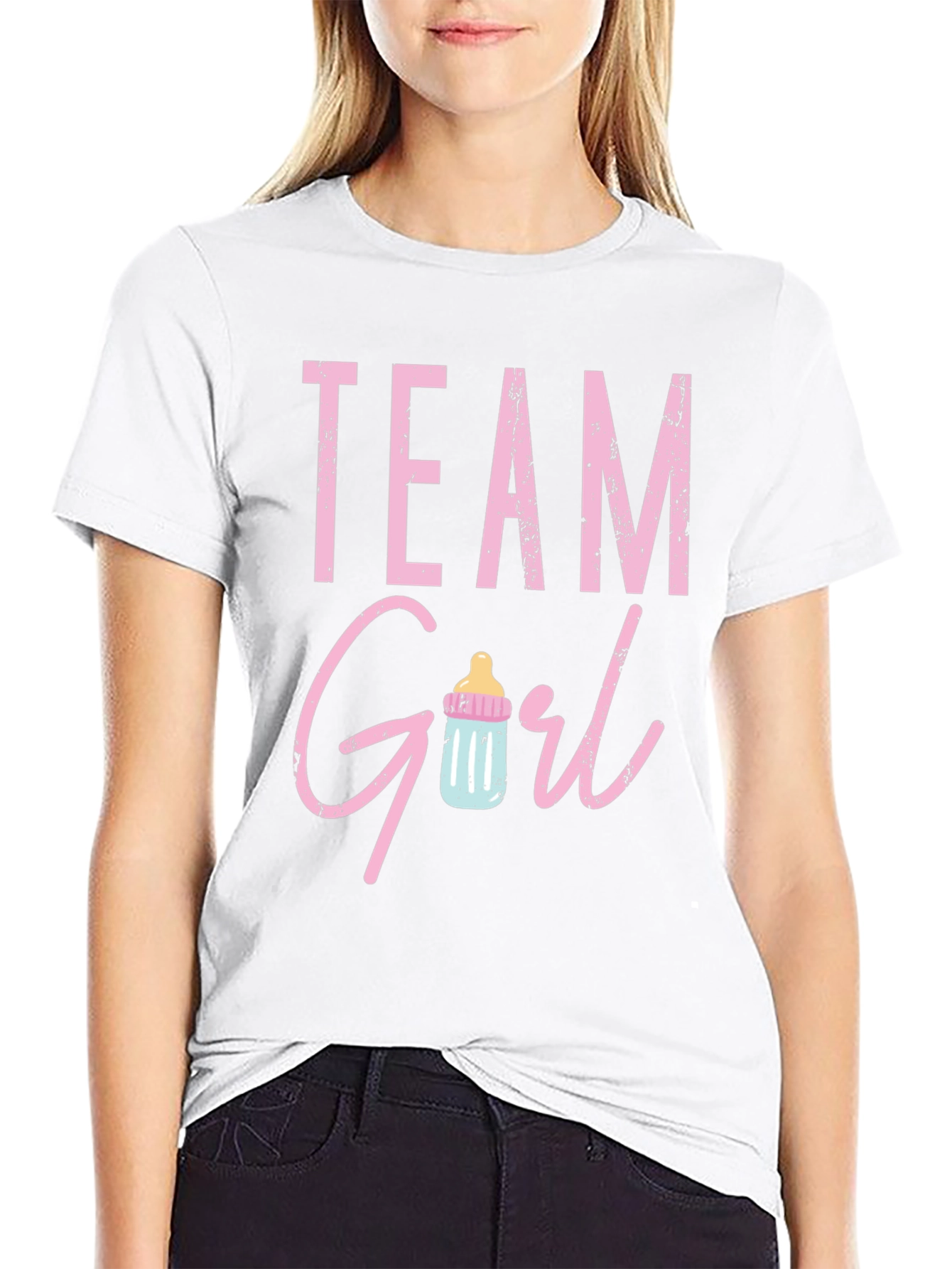 Camiseta Negra Team Girl Baby Shower