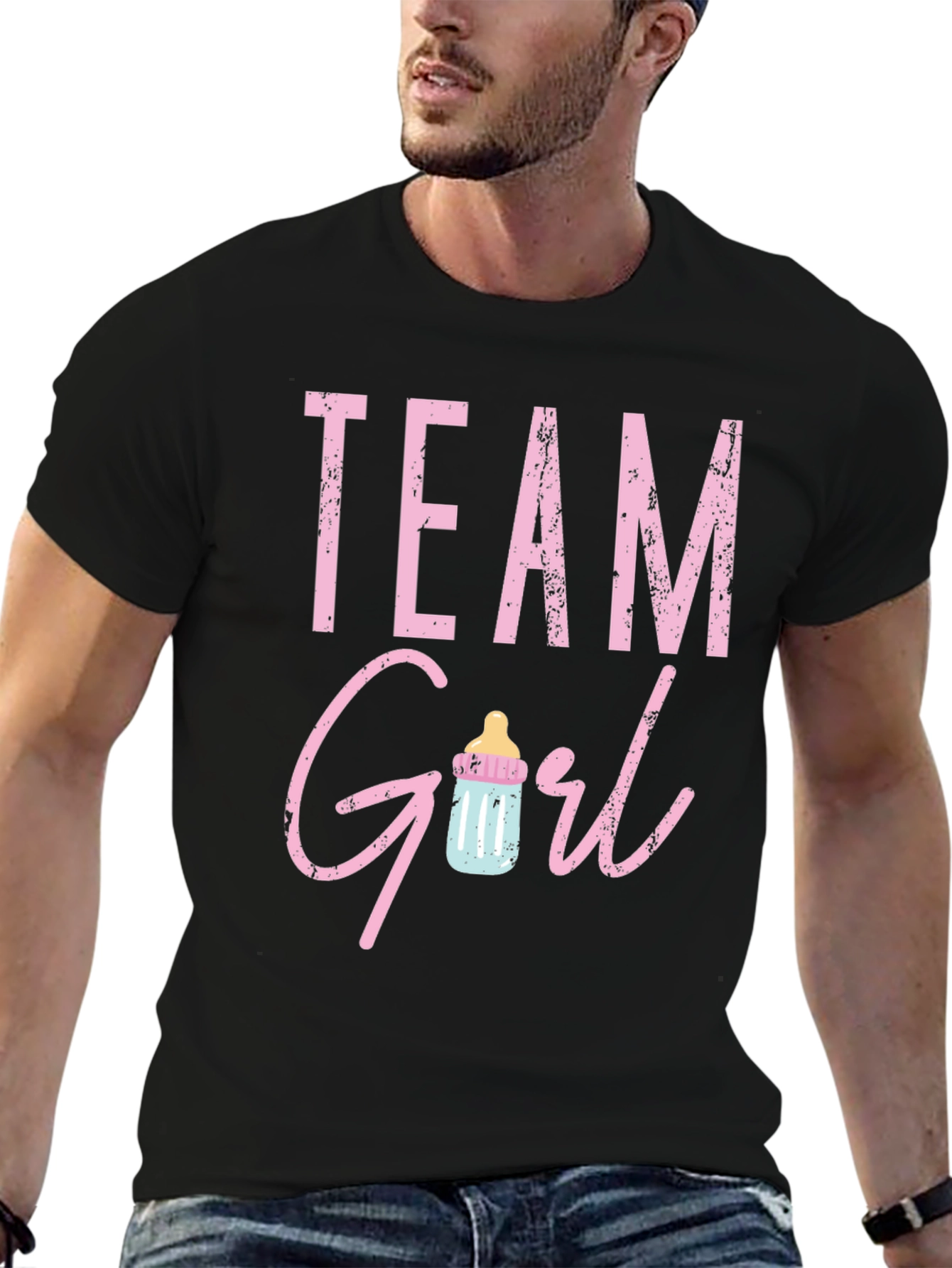 Camiseta Negra Team Girl Baby Shower